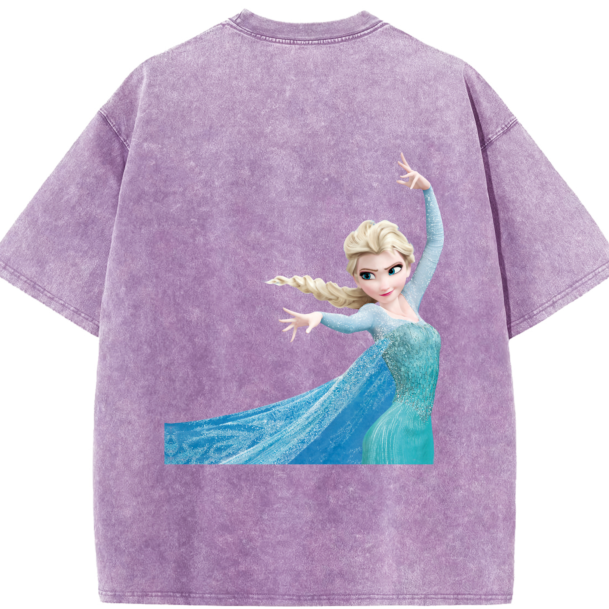 （画像用） アナと雪の女王 アンナ エルサ Frozen Anna Elsa 綿100% ヴィンテージ風 半袖Tシャツ（背面プリント）