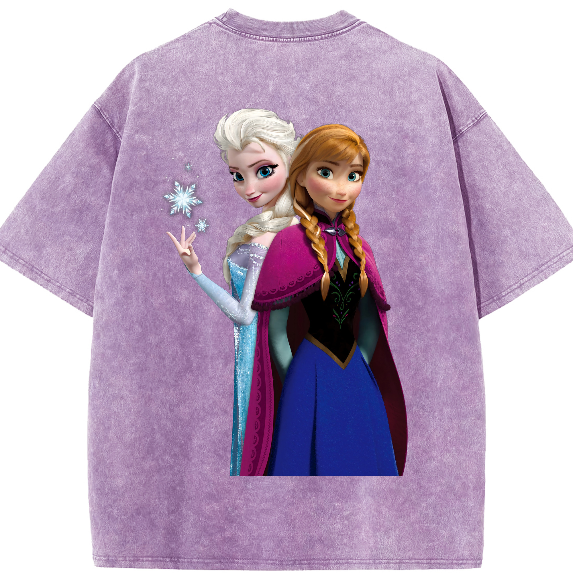 （画像用） アナと雪の女王 アンナ エルサ Frozen Anna Elsa 綿100% ヴィンテージ風 半袖Tシャツ（背面プリント）