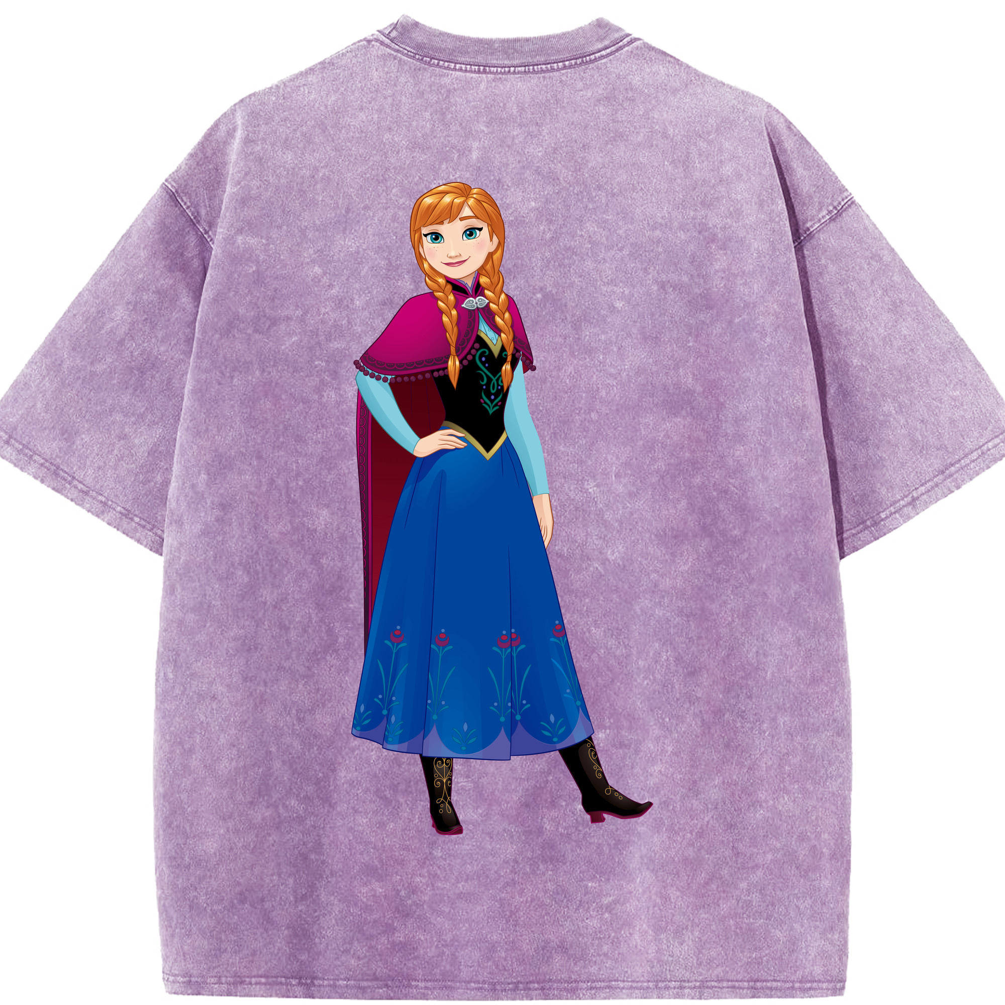 （画像用） アナと雪の女王 アンナ エルサ Frozen Anna Elsa 綿100% ヴィンテージ風 半袖Tシャツ（背面プリント）