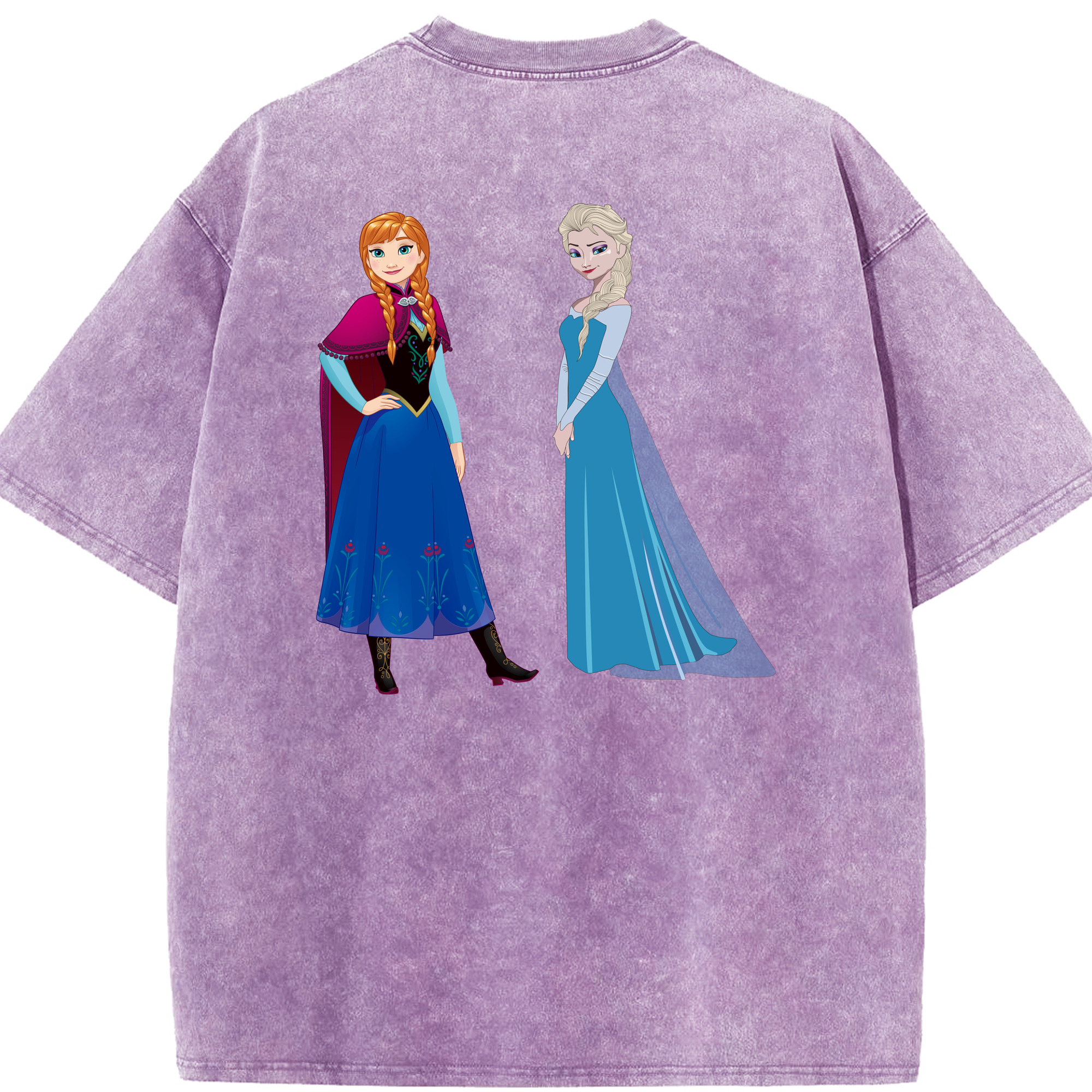 （画像用） アナと雪の女王 アンナ エルサ Frozen Anna Elsa 綿100% ヴィンテージ風 半袖Tシャツ（背面プリント）