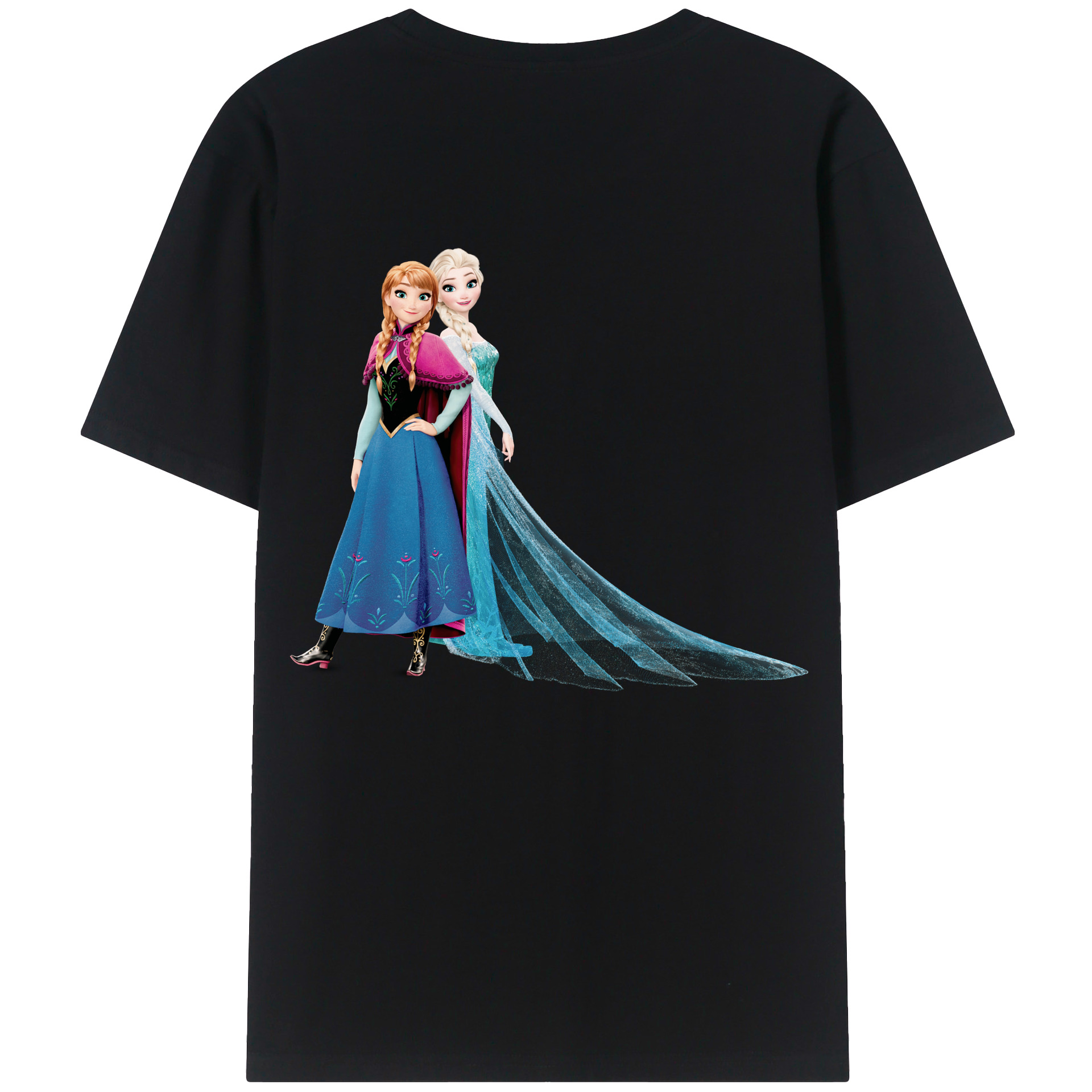 （画像用） アナと雪の女王 アンナ エルサ Frozen Anna Elsa 綿100％ メンズ半袖Tシャツ（バックプリント） 通気性