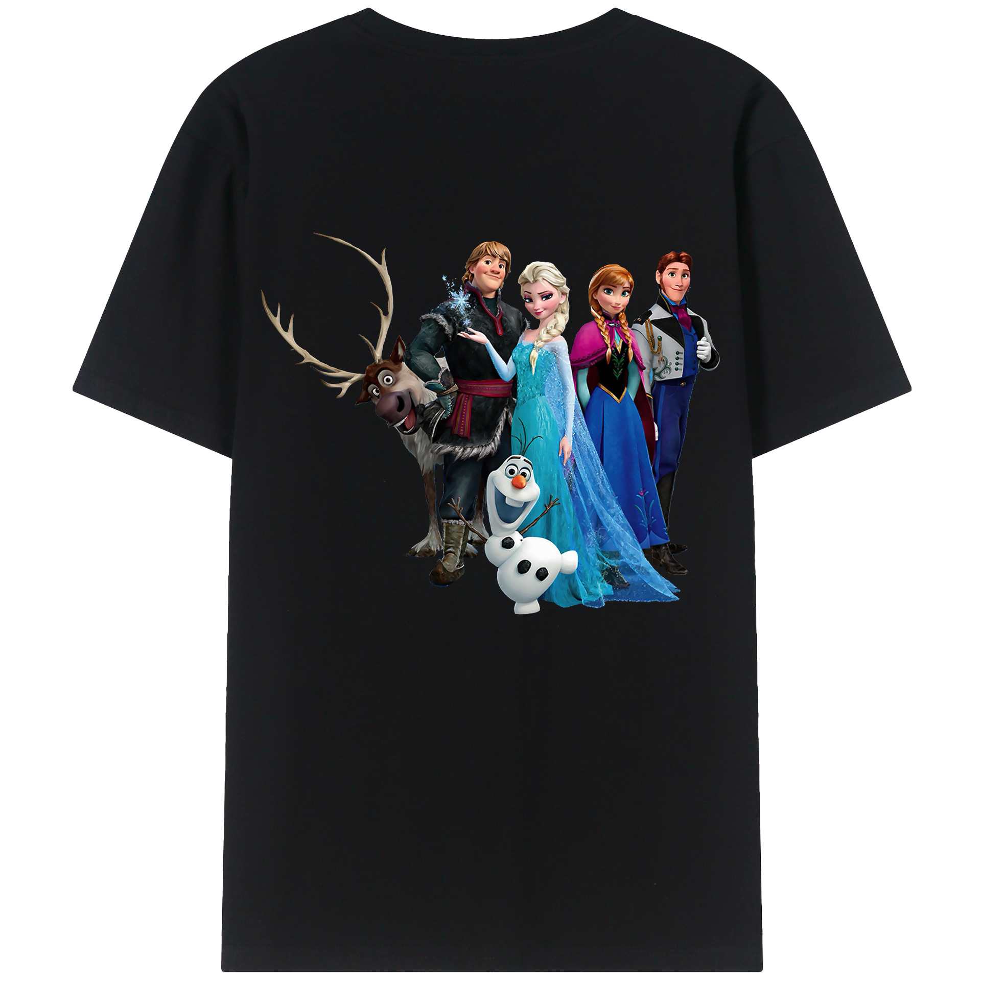 （画像用） アナと雪の女王 アンナ エルサ Frozen Anna Elsa 綿100％ メンズ半袖Tシャツ（バックプリント） 通気性