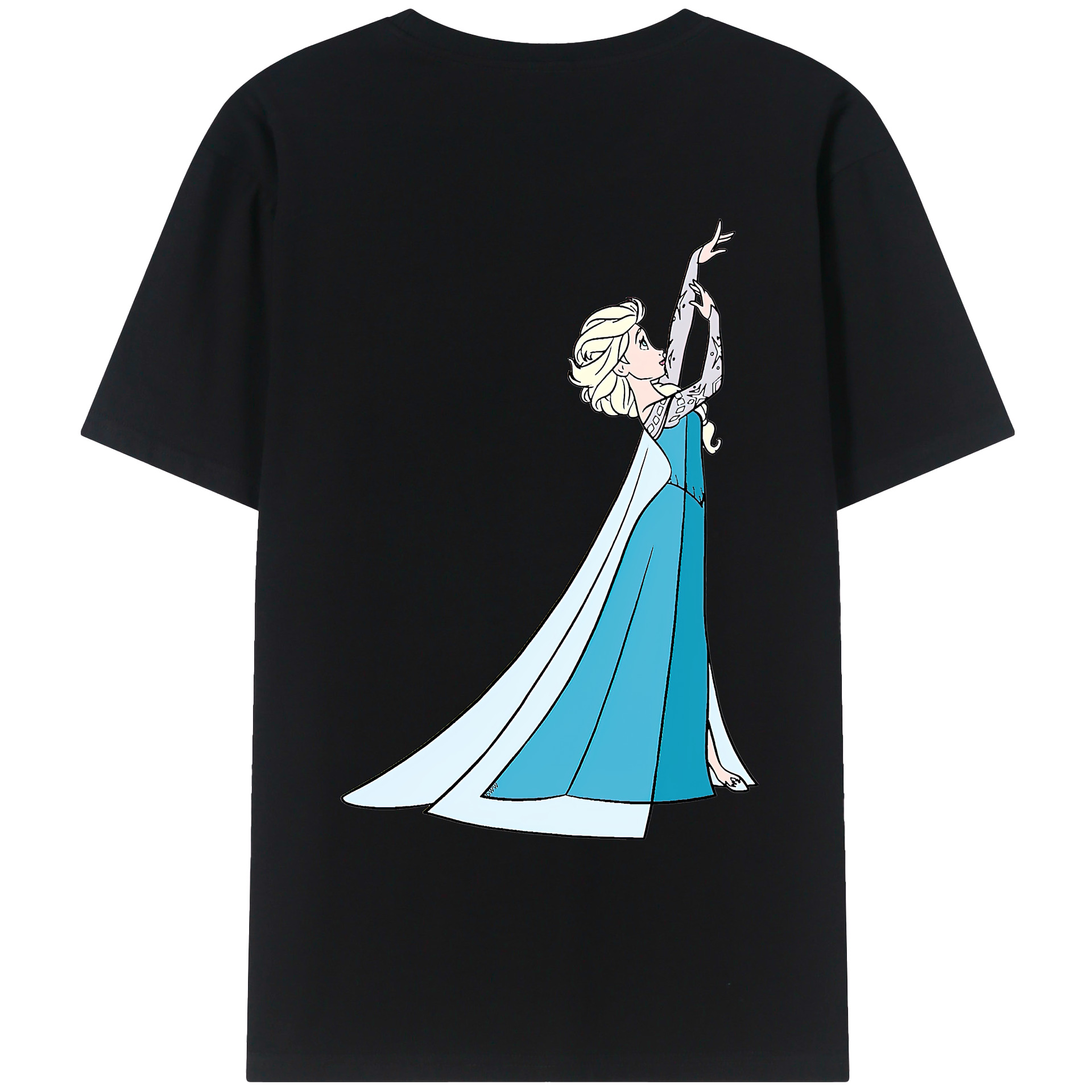 （画像用） アナと雪の女王 アンナ エルサ Frozen Anna Elsa 綿100％ メンズ半袖Tシャツ（バックプリント） 通気性