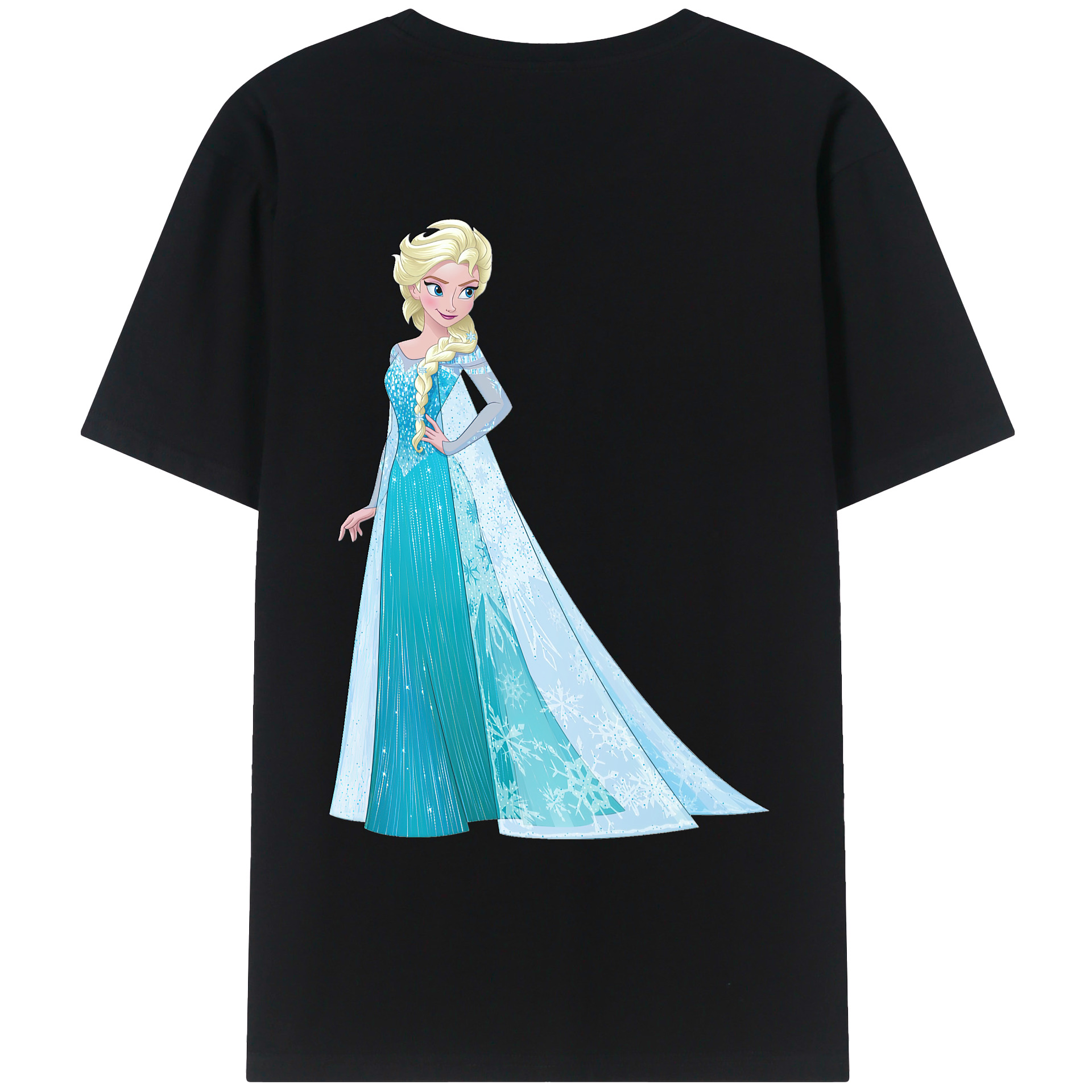 （画像用） アナと雪の女王 アンナ エルサ Frozen Anna Elsa 綿100％ メンズ半袖Tシャツ（バックプリント） 通気性
