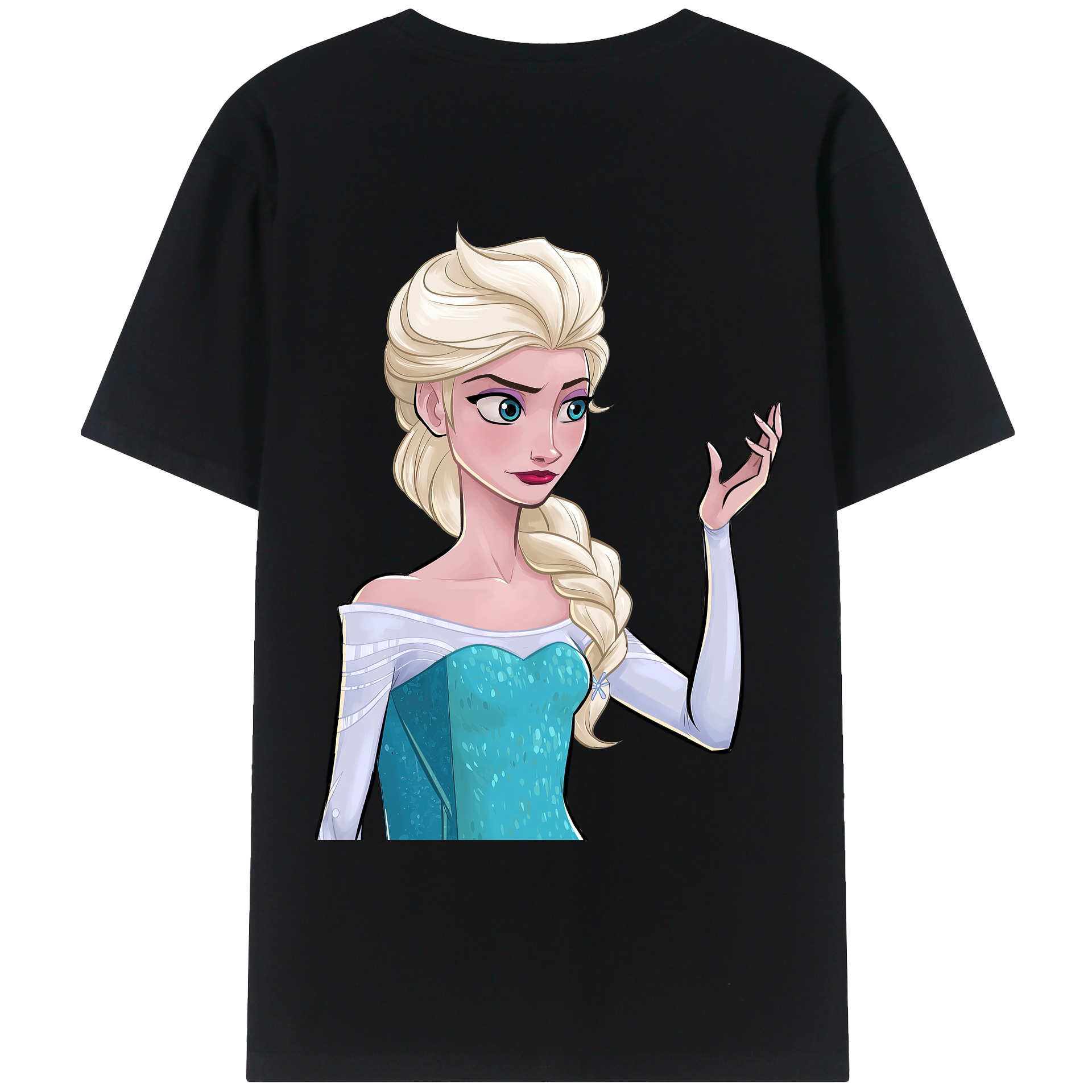 （画像用） アナと雪の女王 アンナ エルサ Frozen Anna Elsa 綿100％ メンズ半袖Tシャツ（バックプリント） 通気性