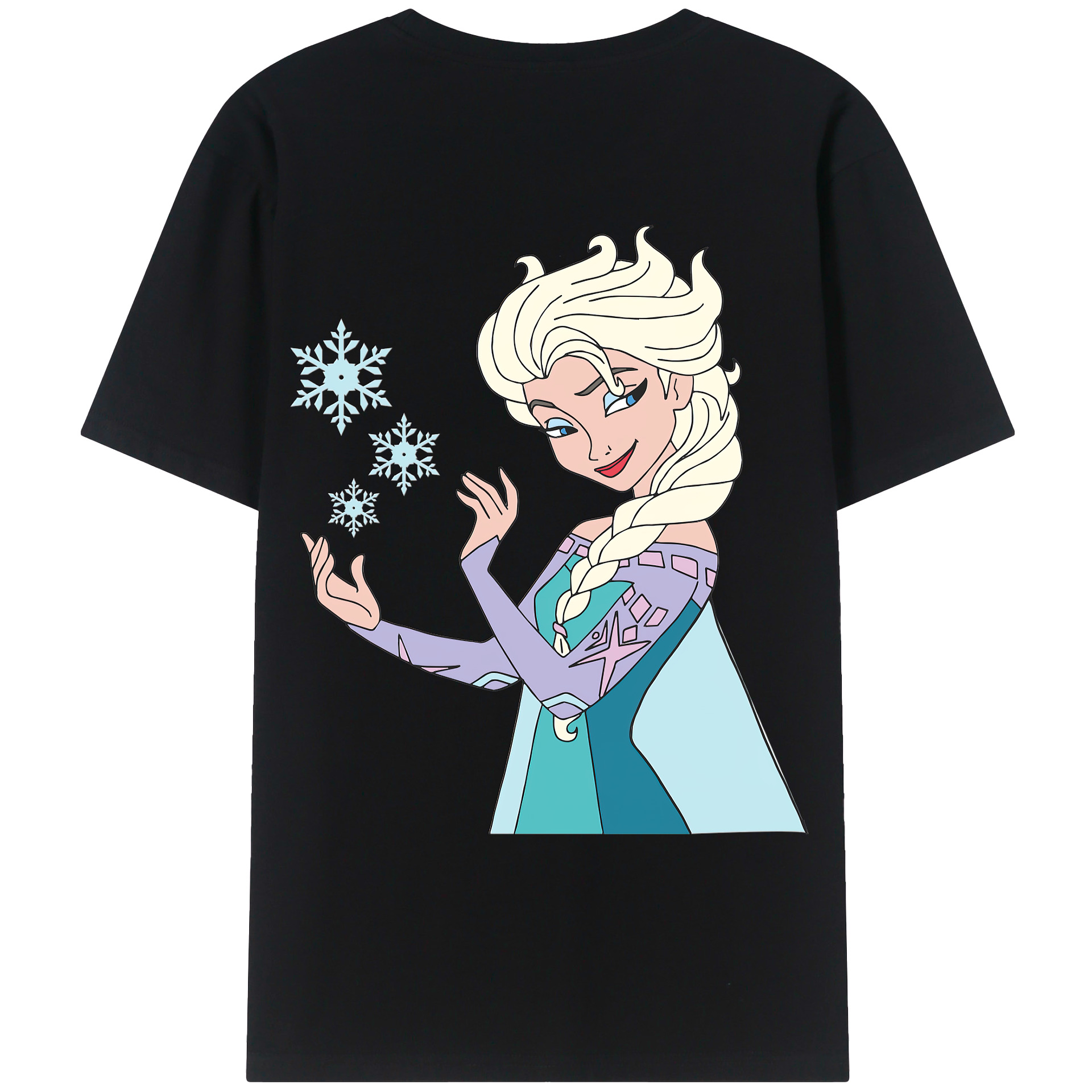 （画像用） アナと雪の女王 アンナ エルサ Frozen Anna Elsa 綿100％ メンズ半袖Tシャツ（バックプリント） 通気性