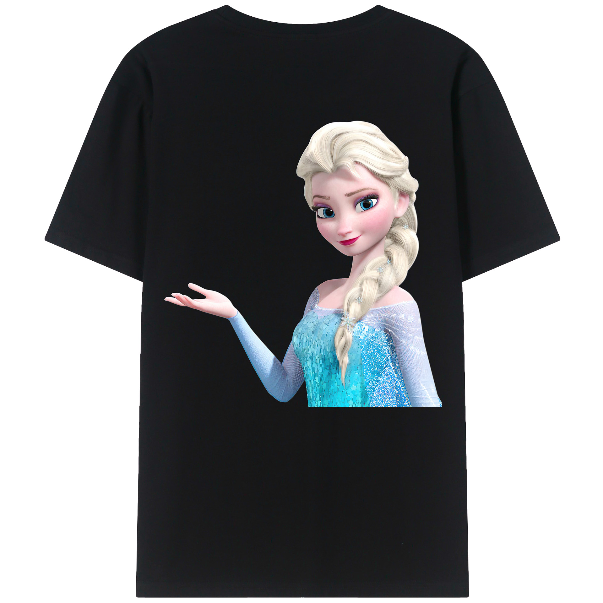 （画像用） アナと雪の女王 アンナ エルサ Frozen Anna Elsa 綿100％ メンズ半袖Tシャツ（バックプリント） 通気性