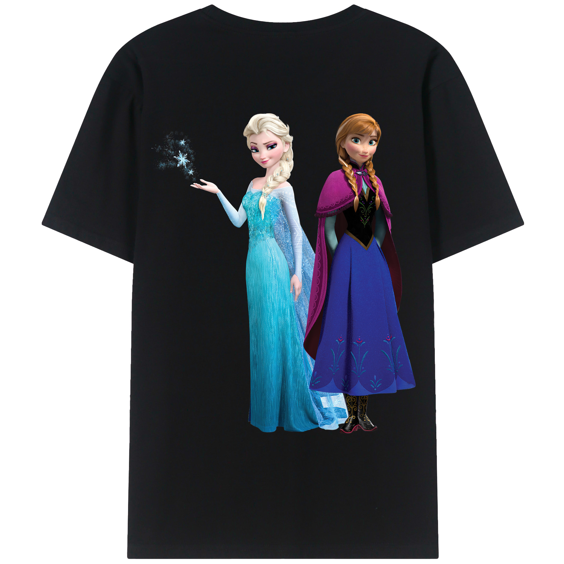 （画像用） アナと雪の女王 アンナ エルサ Frozen Anna Elsa 綿100％ メンズ半袖Tシャツ（バックプリント） 通気性