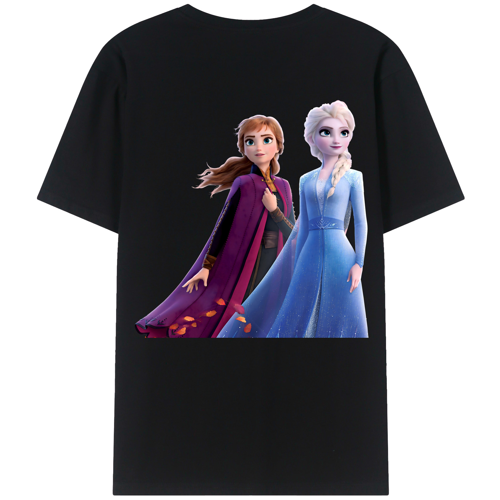 （画像用） アナと雪の女王 アンナ エルサ Frozen Anna Elsa 綿100％ メンズ半袖Tシャツ（バックプリント） 通気性