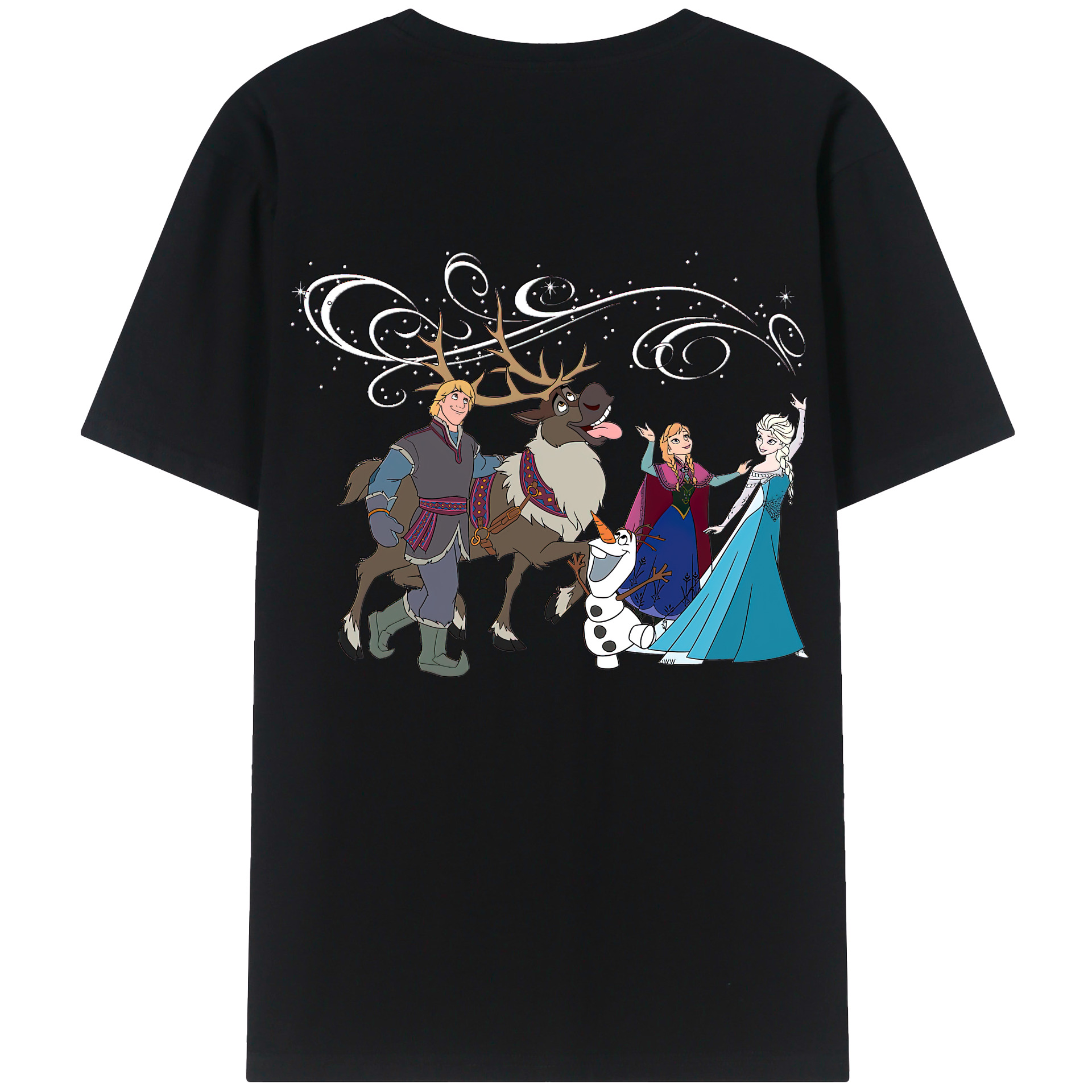 （画像用） アナと雪の女王 アンナ エルサ Frozen Anna Elsa 綿100％ メンズ半袖Tシャツ（バックプリント） 通気性