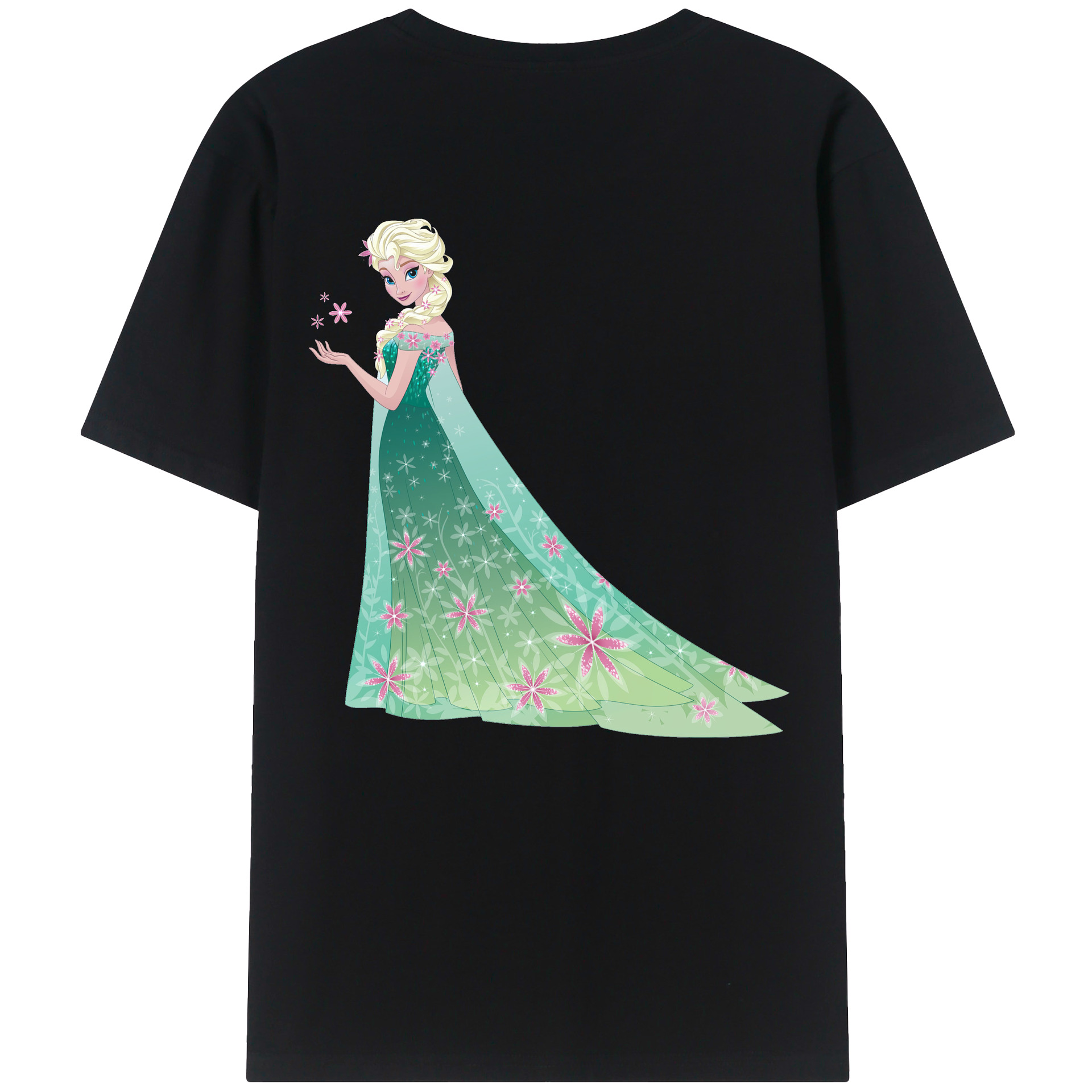 （画像用） アナと雪の女王 アンナ エルサ Frozen Anna Elsa 綿100％ メンズ半袖Tシャツ（バックプリント） 通気性