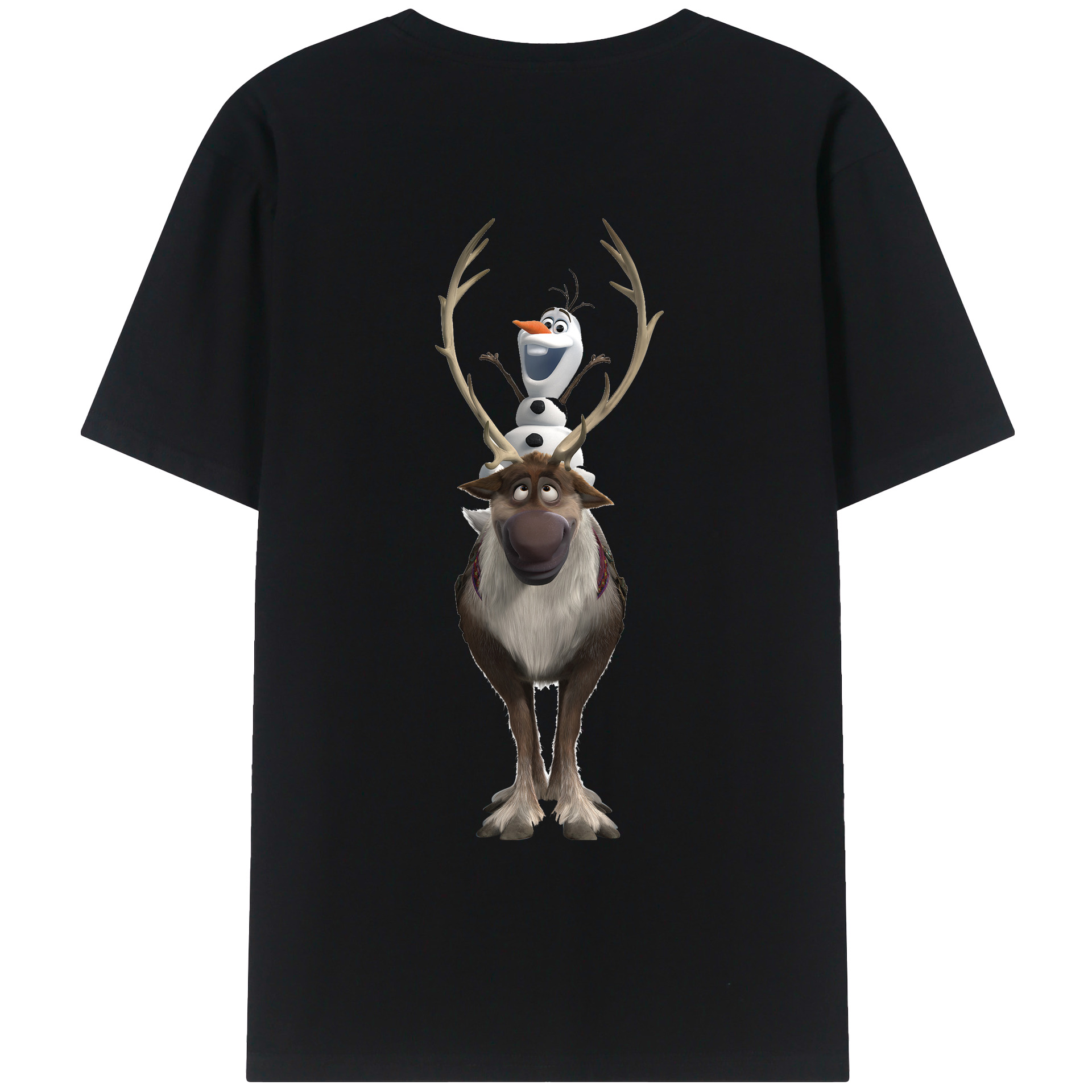 （画像用） アナと雪の女王 アンナ エルサ Frozen Anna Elsa 綿100％ メンズ半袖Tシャツ（バックプリント） 通気性