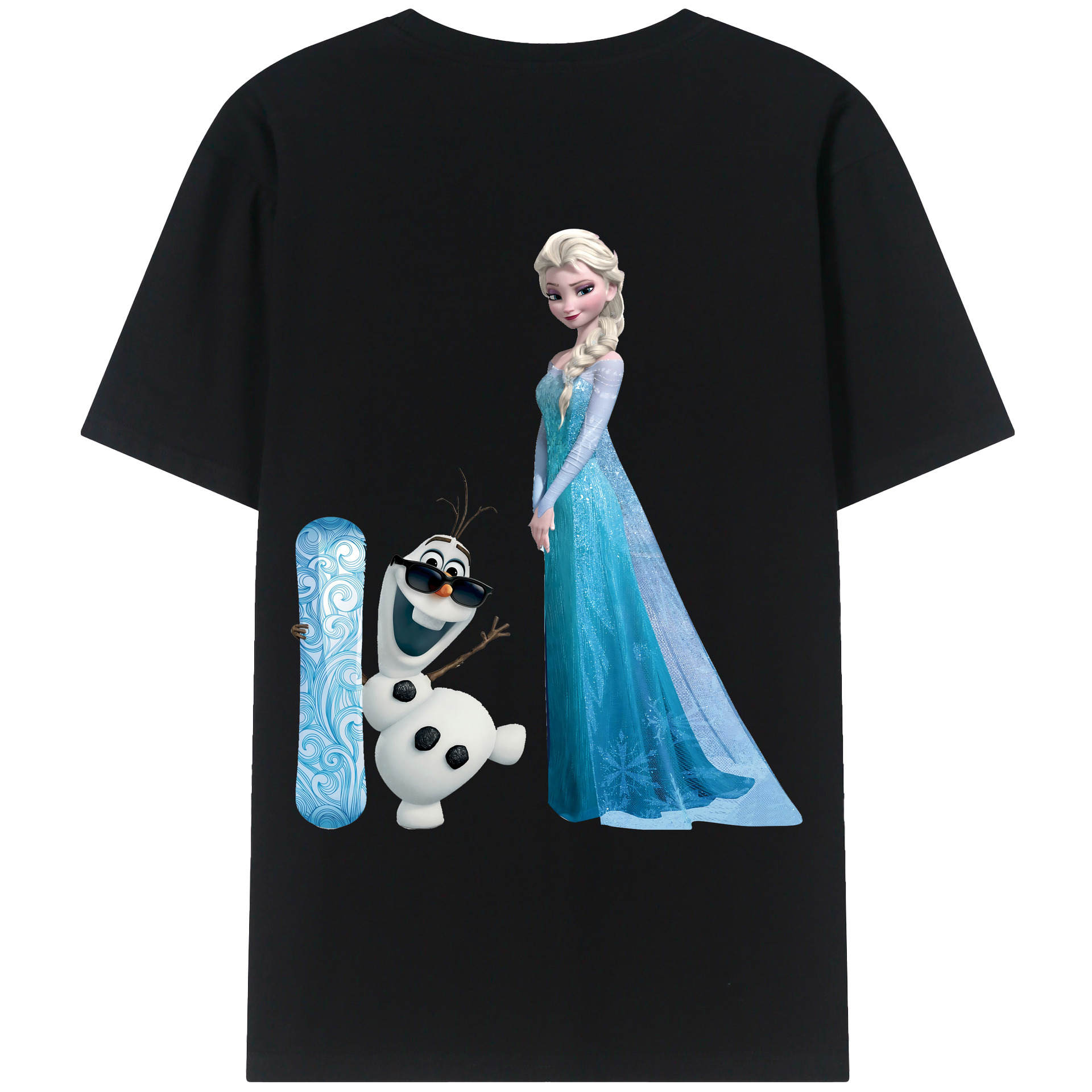 （画像用） アナと雪の女王 アンナ エルサ Frozen Anna Elsa 綿100％ メンズ半袖Tシャツ（バックプリント） 通気性