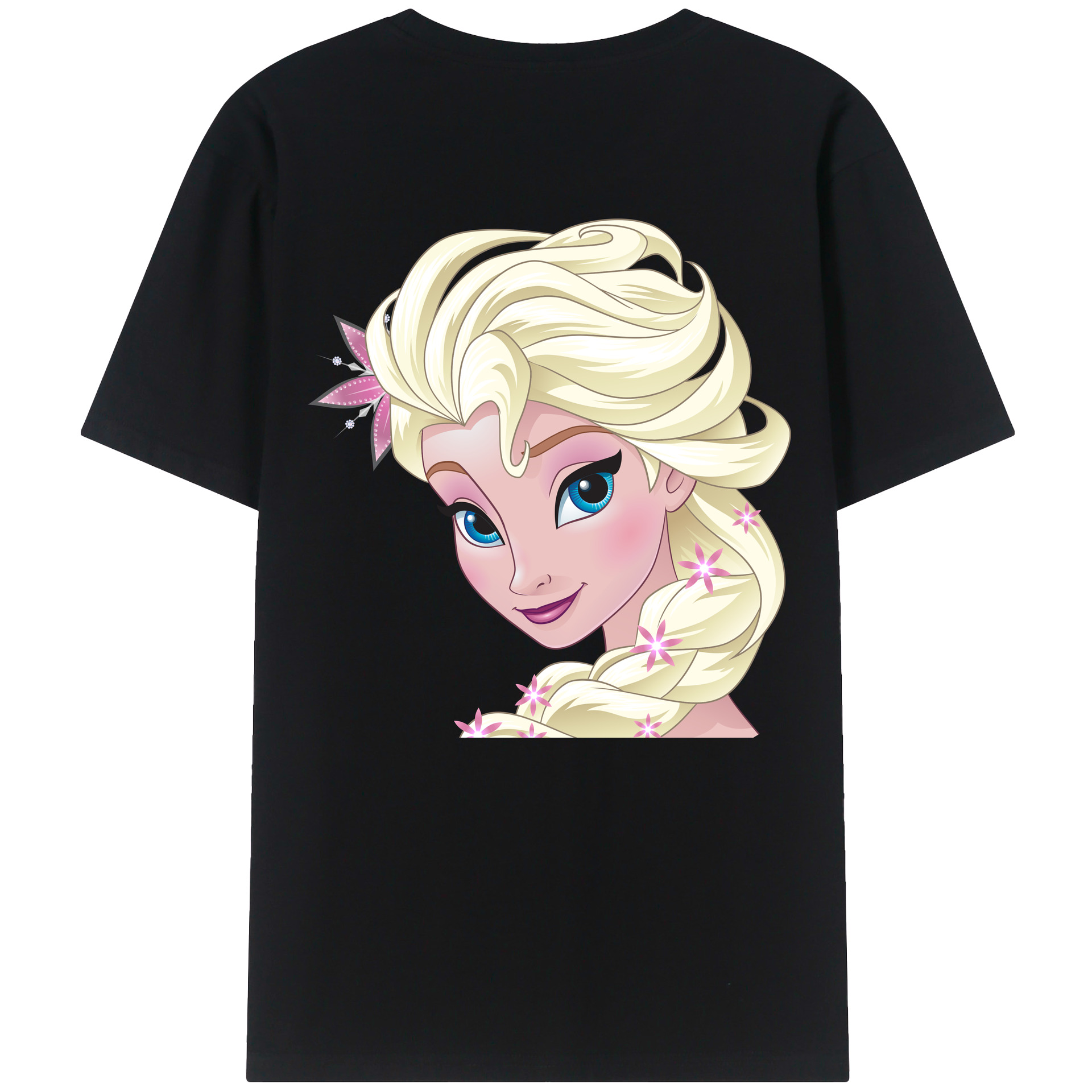 （画像用） アナと雪の女王 アンナ エルサ Frozen Anna Elsa 綿100％ メンズ半袖Tシャツ（バックプリント） 通気性
