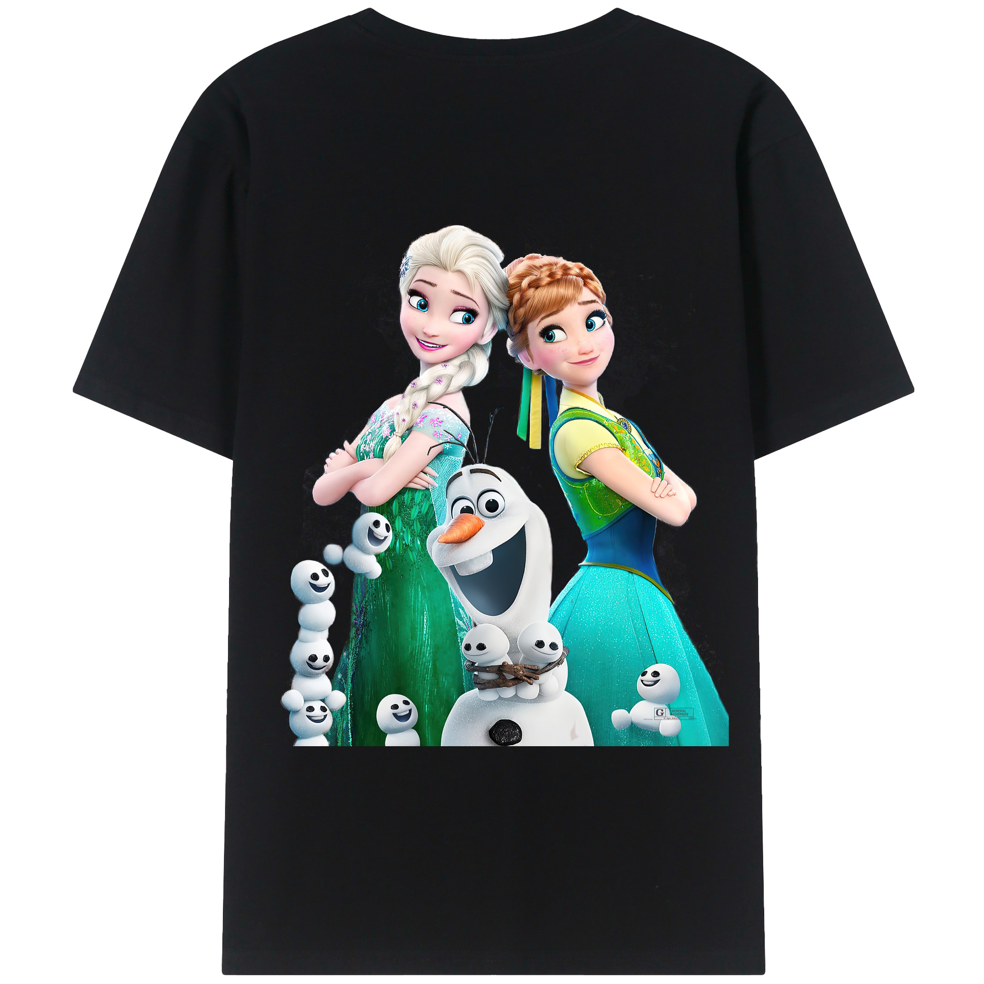 （画像用） アナと雪の女王 アンナ エルサ Frozen Anna Elsa 綿100％ メンズ半袖Tシャツ（バックプリント） 通気性