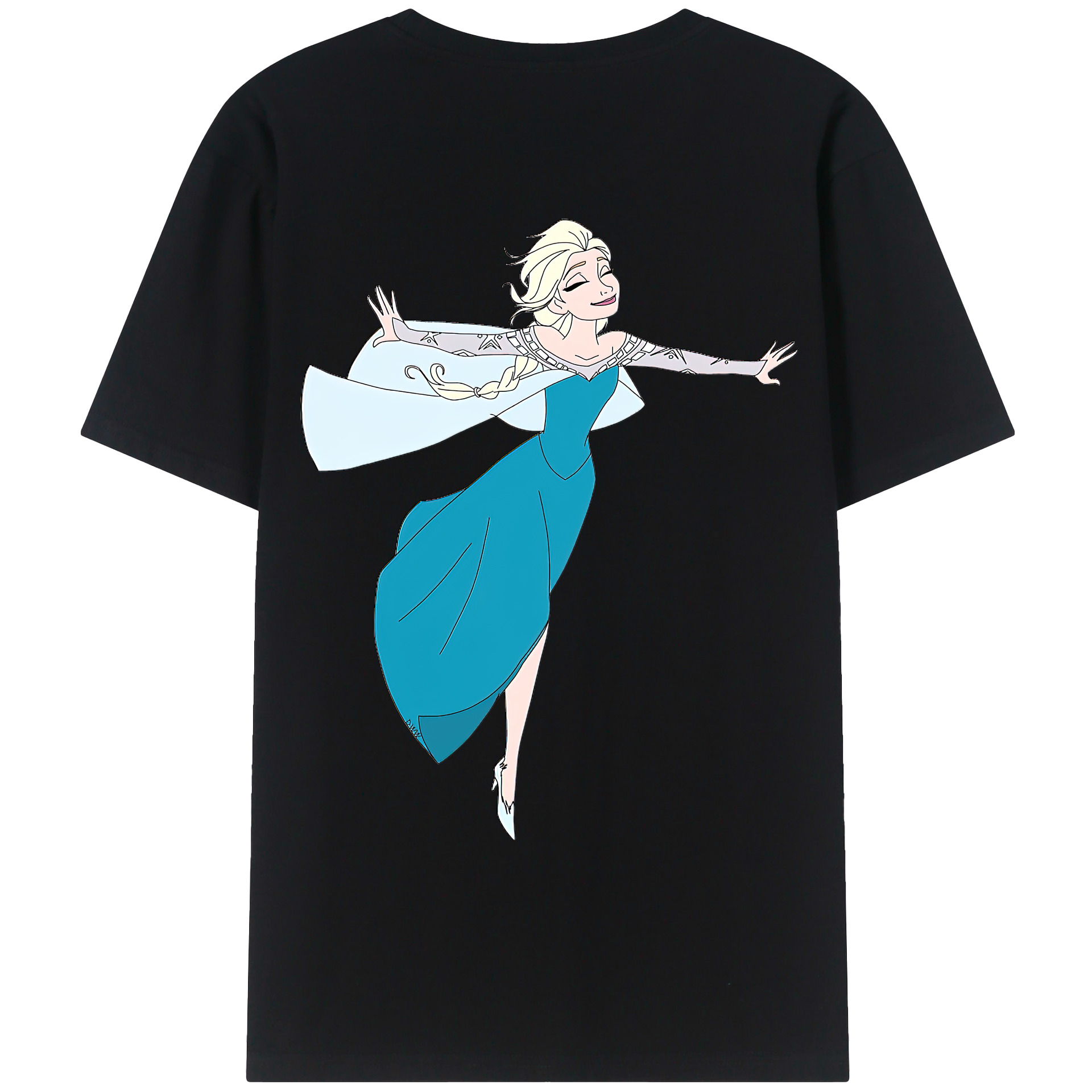 （画像用） アナと雪の女王 アンナ エルサ Frozen Anna Elsa 綿100％ メンズ半袖Tシャツ（バックプリント） 通気性