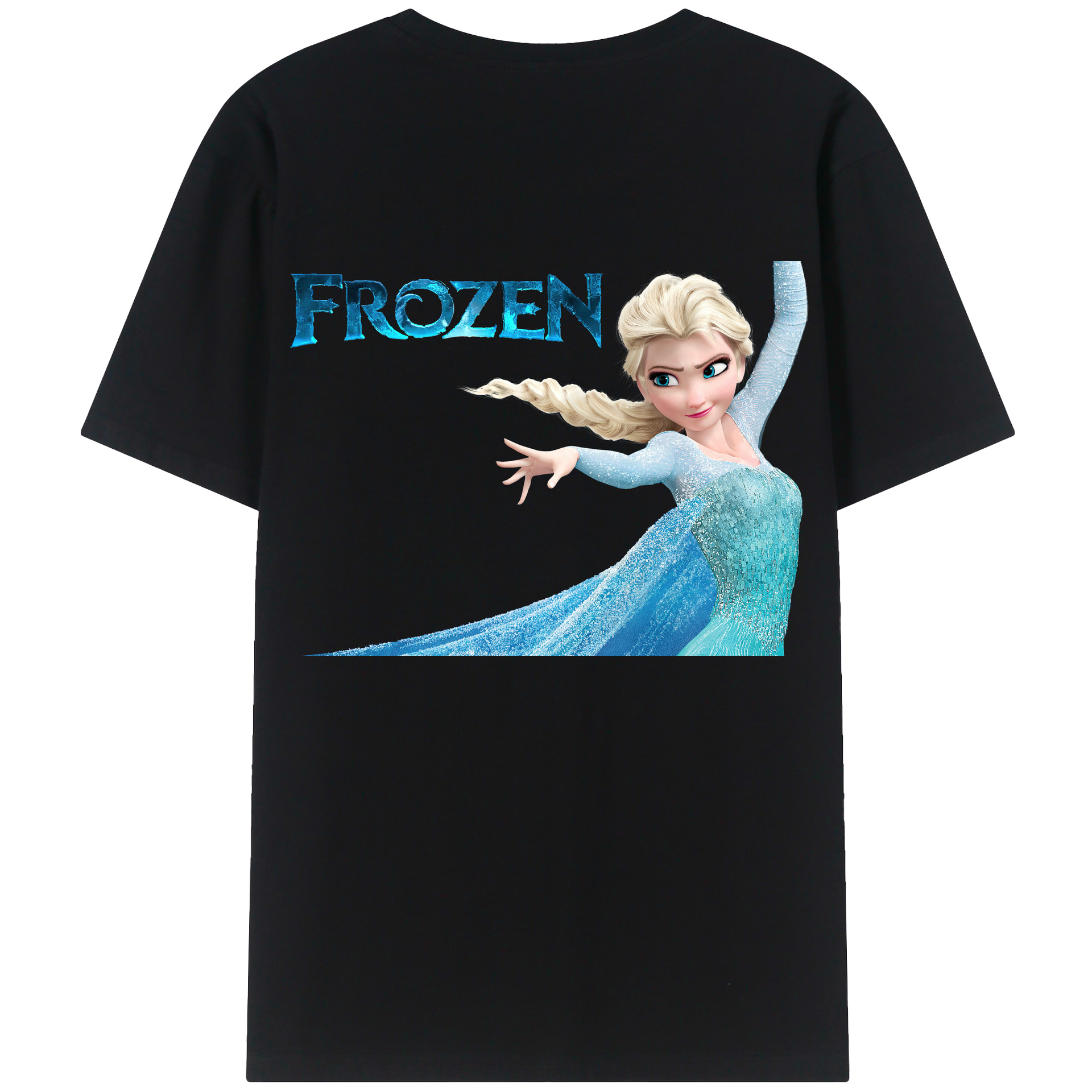 （画像用） アナと雪の女王 アンナ エルサ Frozen Anna Elsa 綿100％ メンズ半袖Tシャツ（バックプリント） 通気性