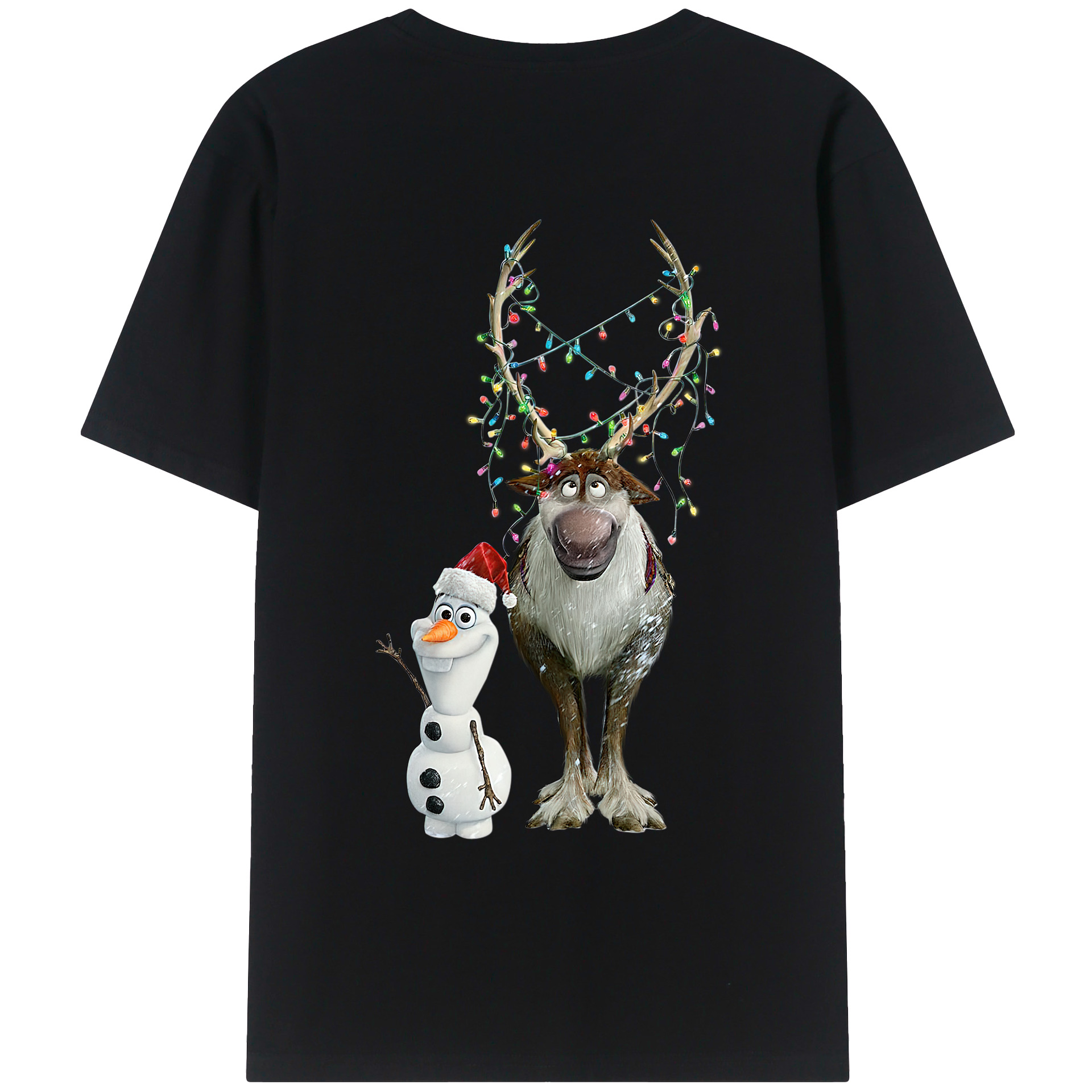 （画像用） アナと雪の女王 アンナ エルサ Frozen Anna Elsa 綿100％ メンズ半袖Tシャツ（バックプリント） 通気性