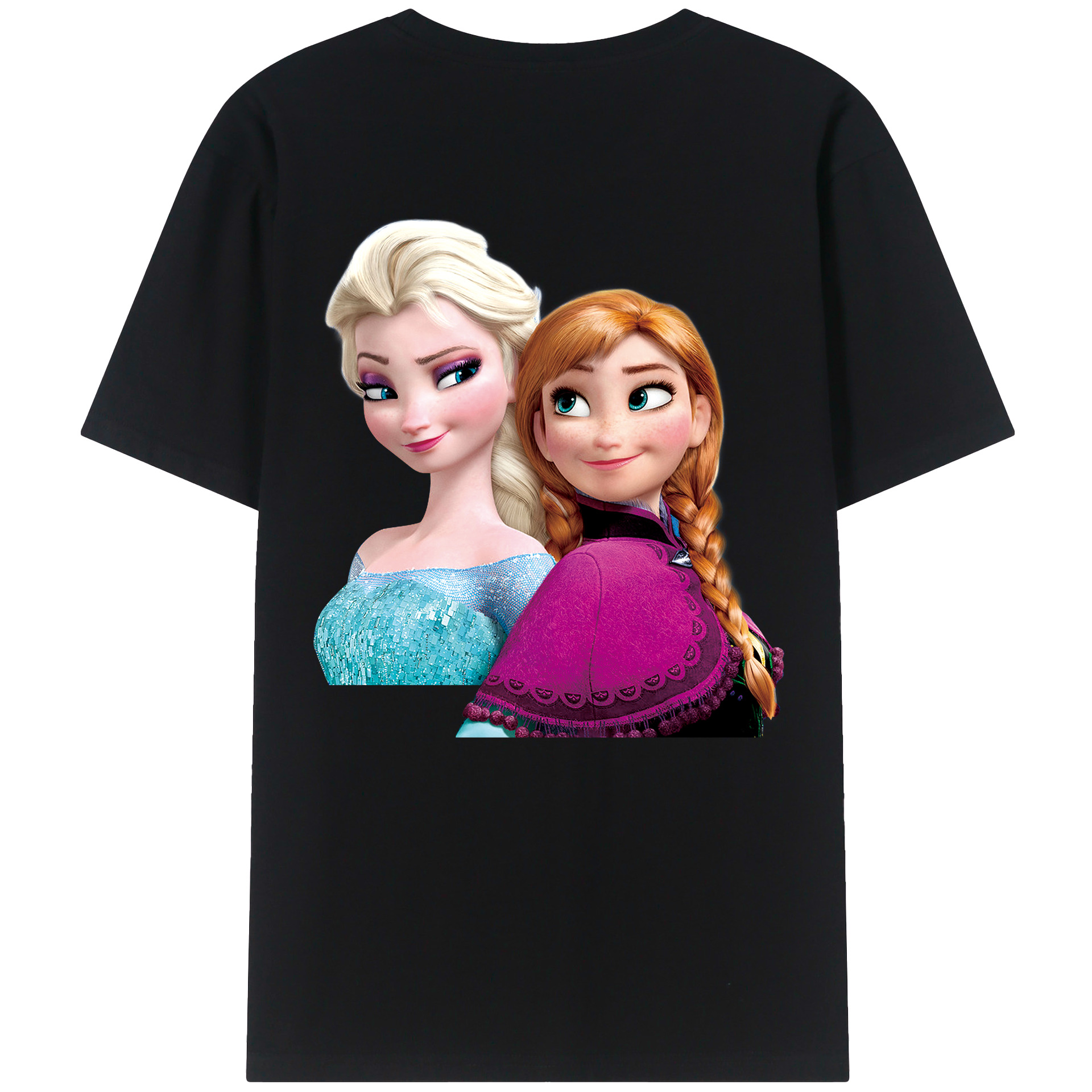 （画像用） アナと雪の女王 アンナ エルサ Frozen Anna Elsa 綿100％ メンズ半袖Tシャツ（バックプリント） 通気性