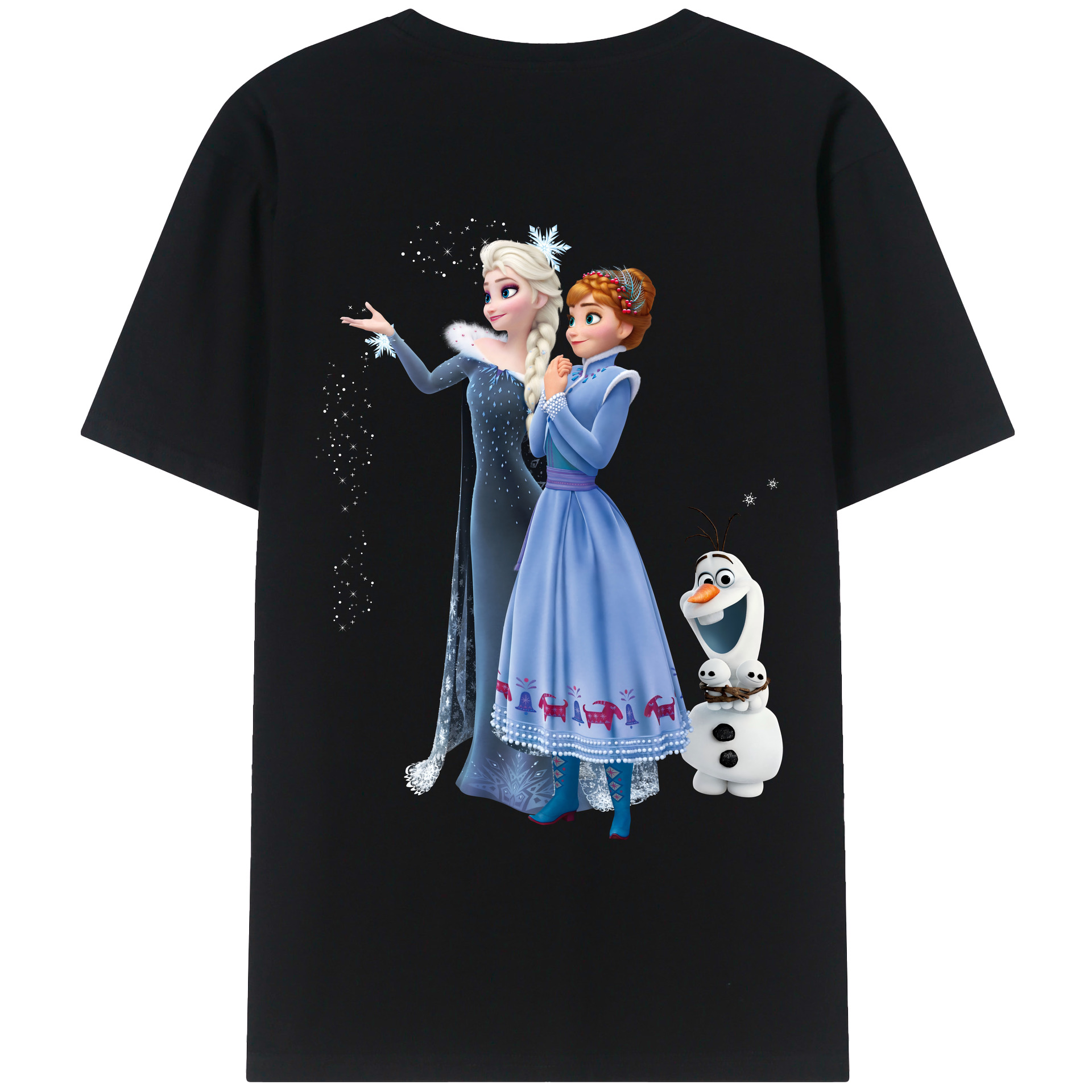 （画像用） アナと雪の女王 アンナ エルサ Frozen Anna Elsa 綿100％ メンズ半袖Tシャツ（バックプリント） 通気性