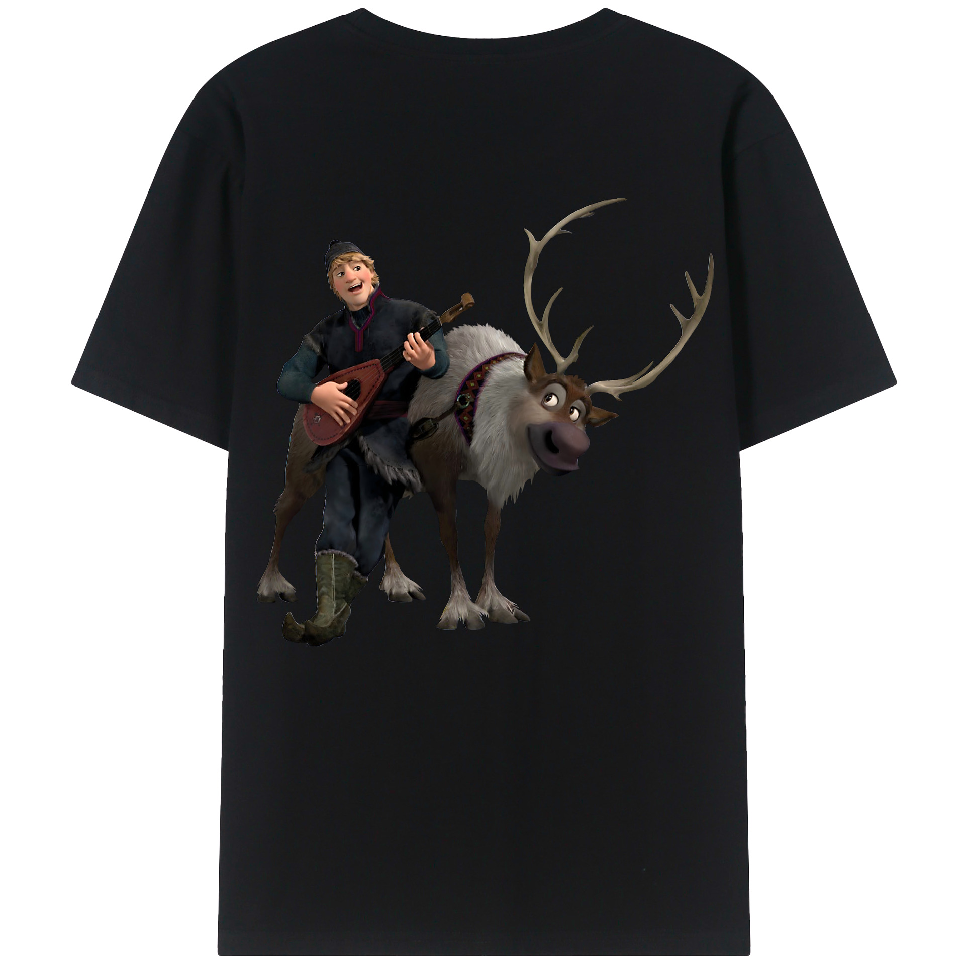 （画像用） アナと雪の女王 アンナ エルサ Frozen Anna Elsa 綿100％ メンズ半袖Tシャツ（バックプリント） 通気性