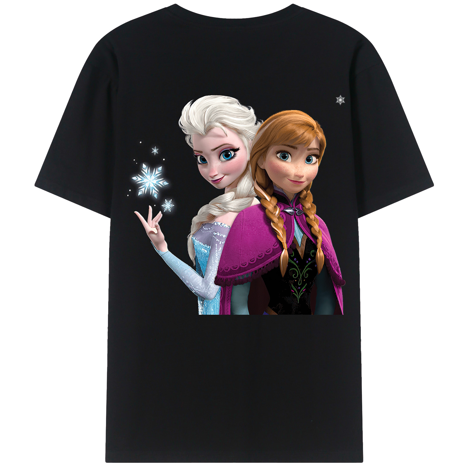 （画像用） アナと雪の女王 アンナ エルサ Frozen Anna Elsa 綿100％ メンズ半袖Tシャツ（バックプリント） 通気性