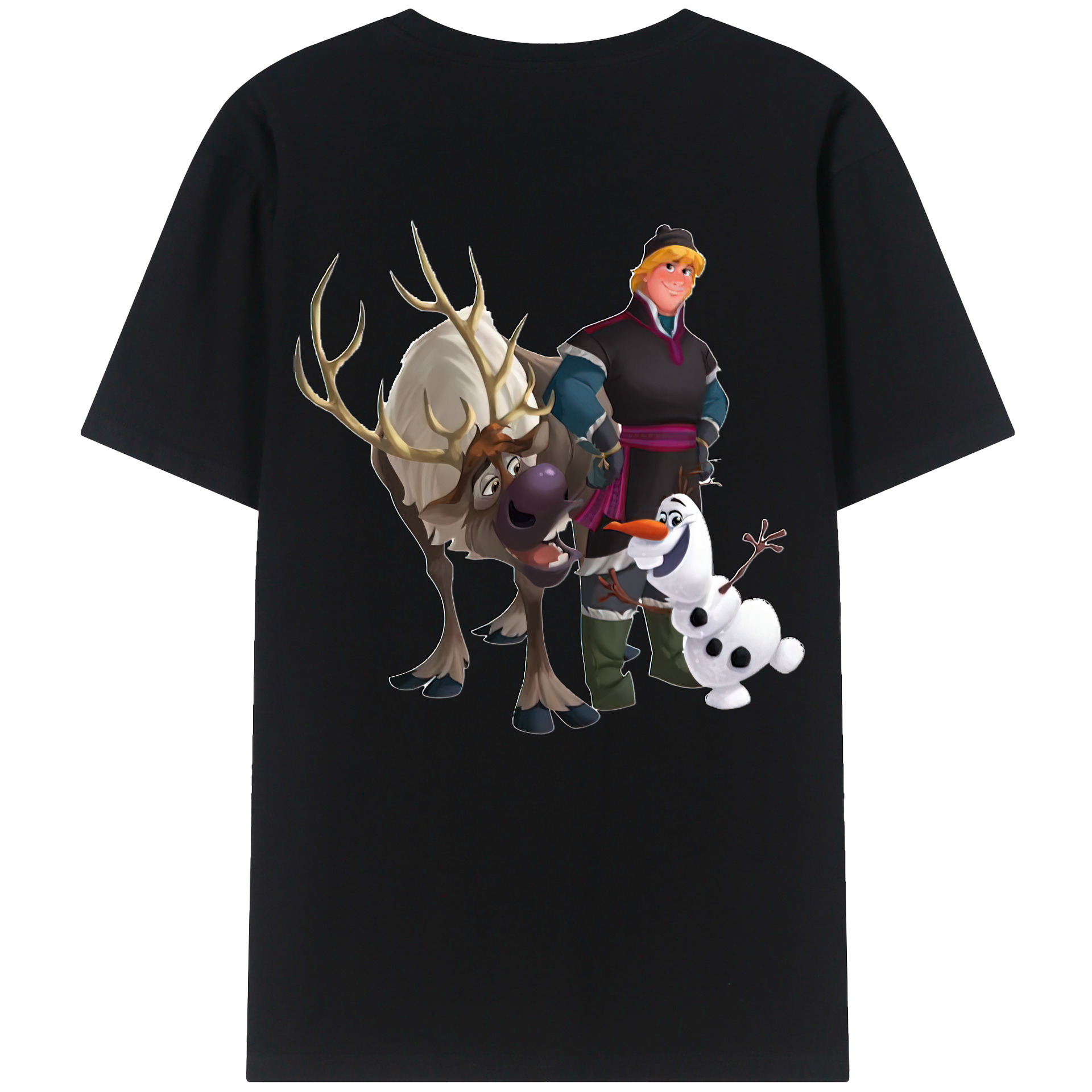 （画像用） アナと雪の女王 アンナ エルサ Frozen Anna Elsa 綿100％ メンズ半袖Tシャツ（バックプリント） 通気性