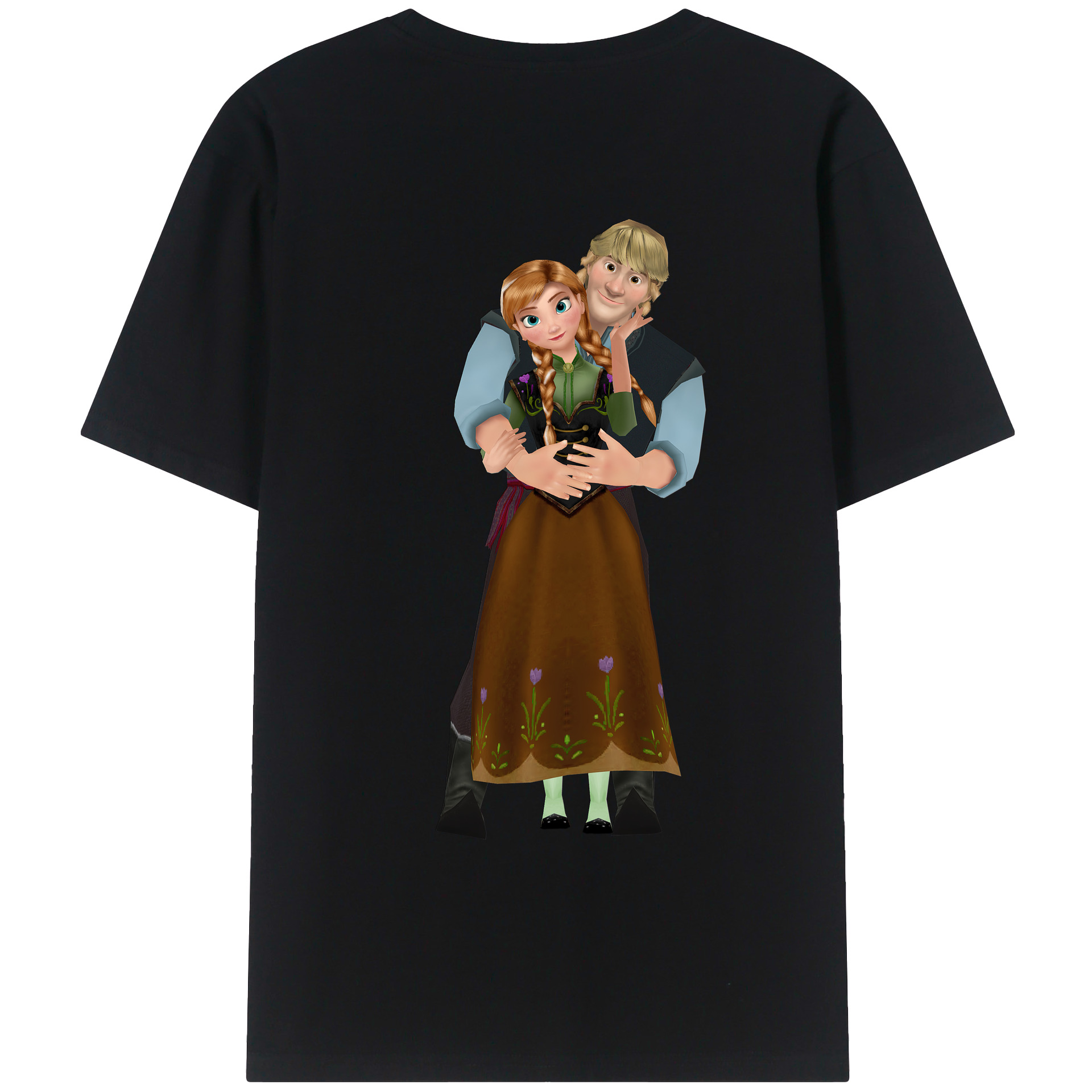 （画像用） アナと雪の女王 アンナ エルサ Frozen Anna Elsa 綿100％ メンズ半袖Tシャツ（バックプリント） 通気性