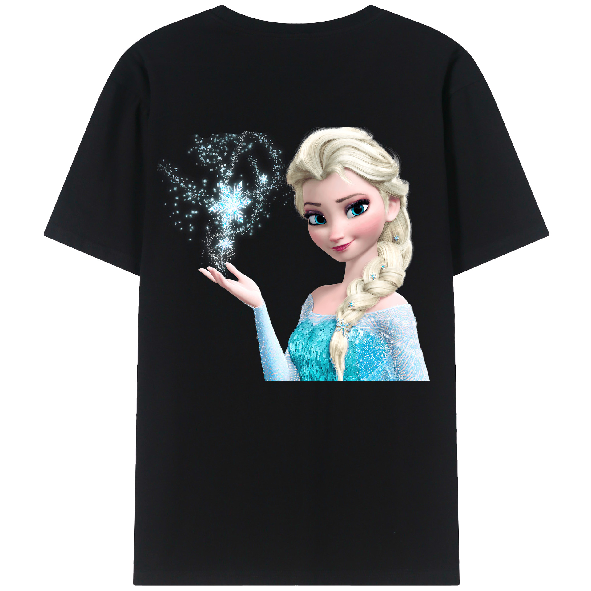 （画像用） アナと雪の女王 アンナ エルサ Frozen Anna Elsa 綿100％ メンズ半袖Tシャツ（バックプリント） 通気性