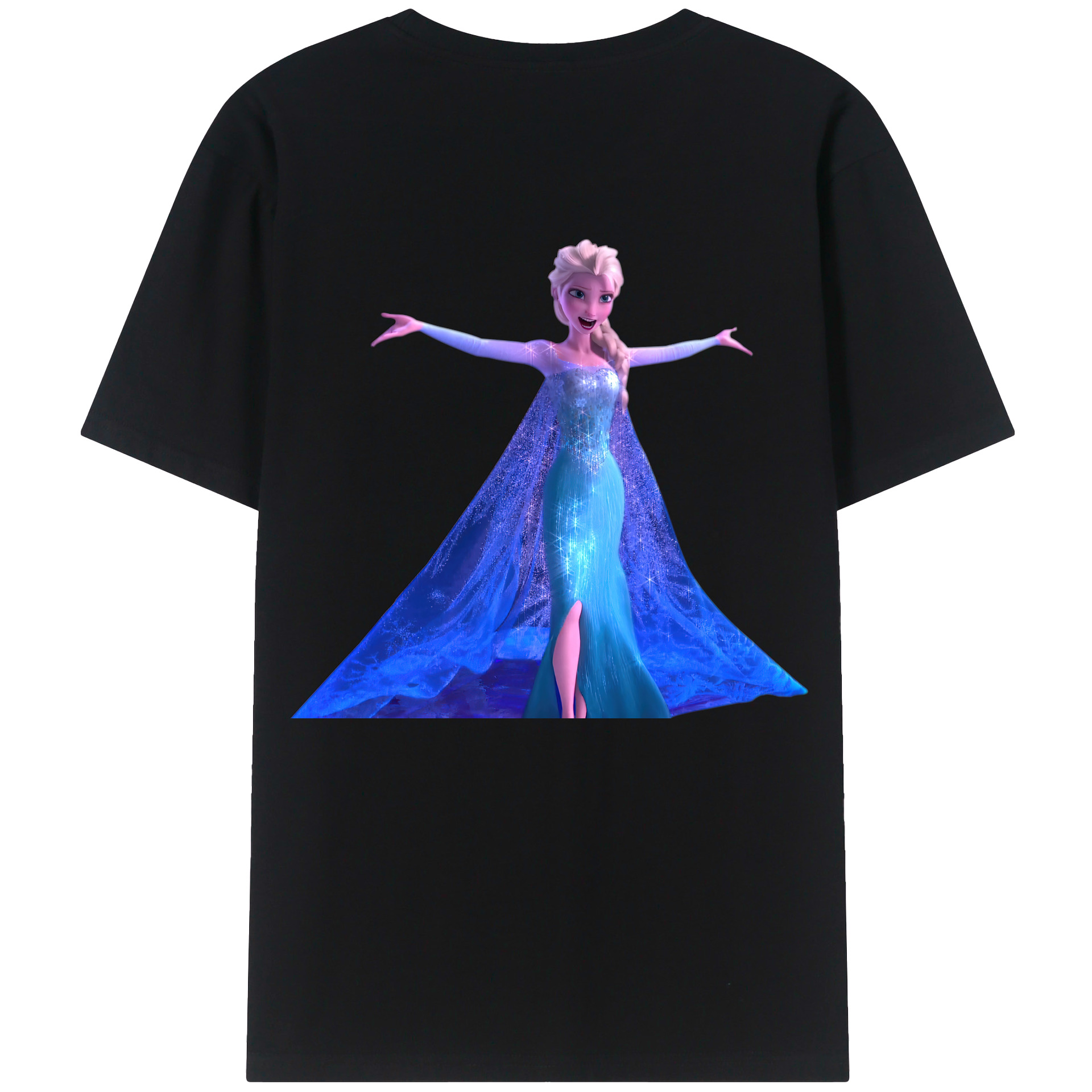 （画像用） アナと雪の女王 アンナ エルサ Frozen Anna Elsa 綿100％ メンズ半袖Tシャツ（バックプリント） 通気性