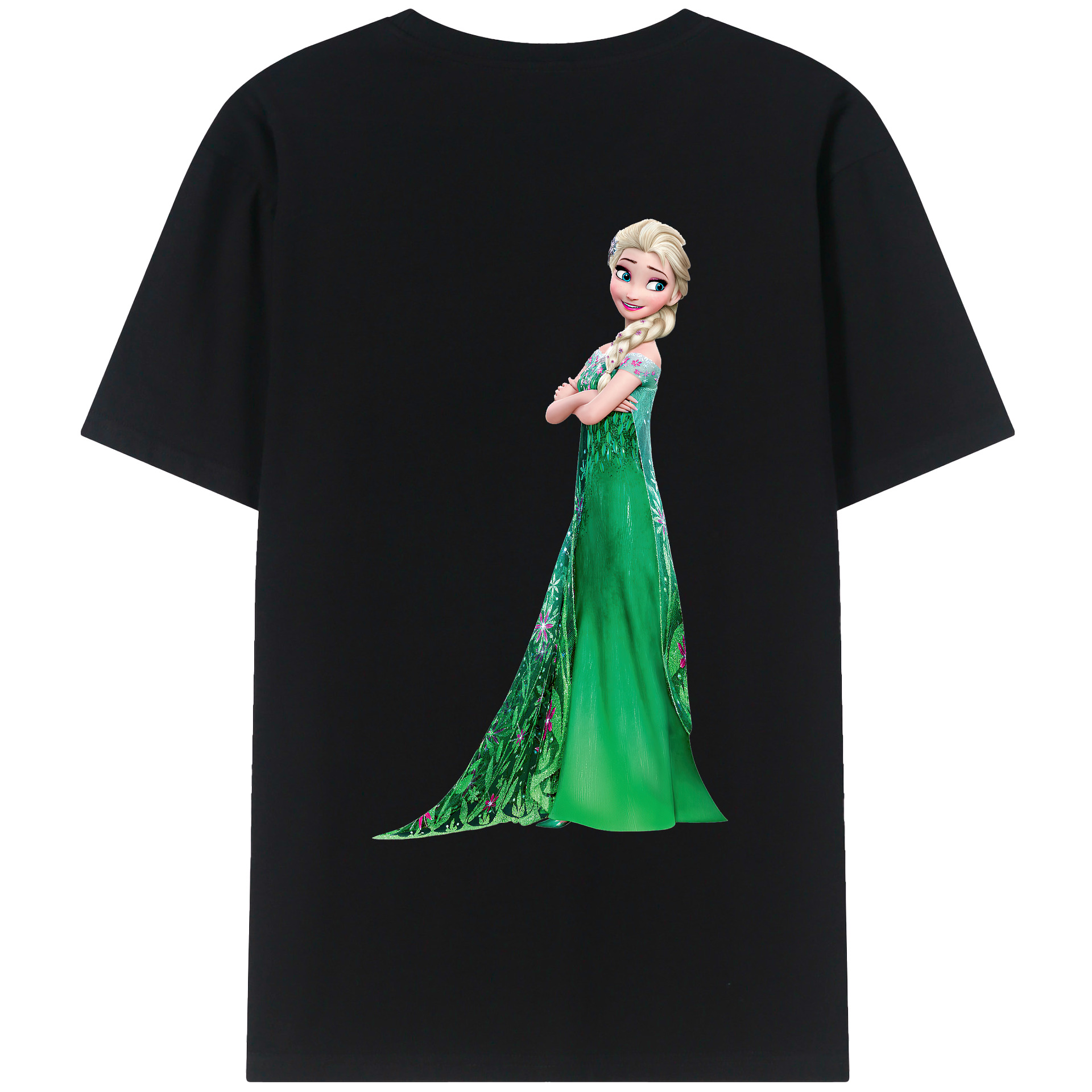 （画像用） アナと雪の女王 アンナ エルサ Frozen Anna Elsa 綿100％ メンズ半袖Tシャツ（バックプリント） 通気性