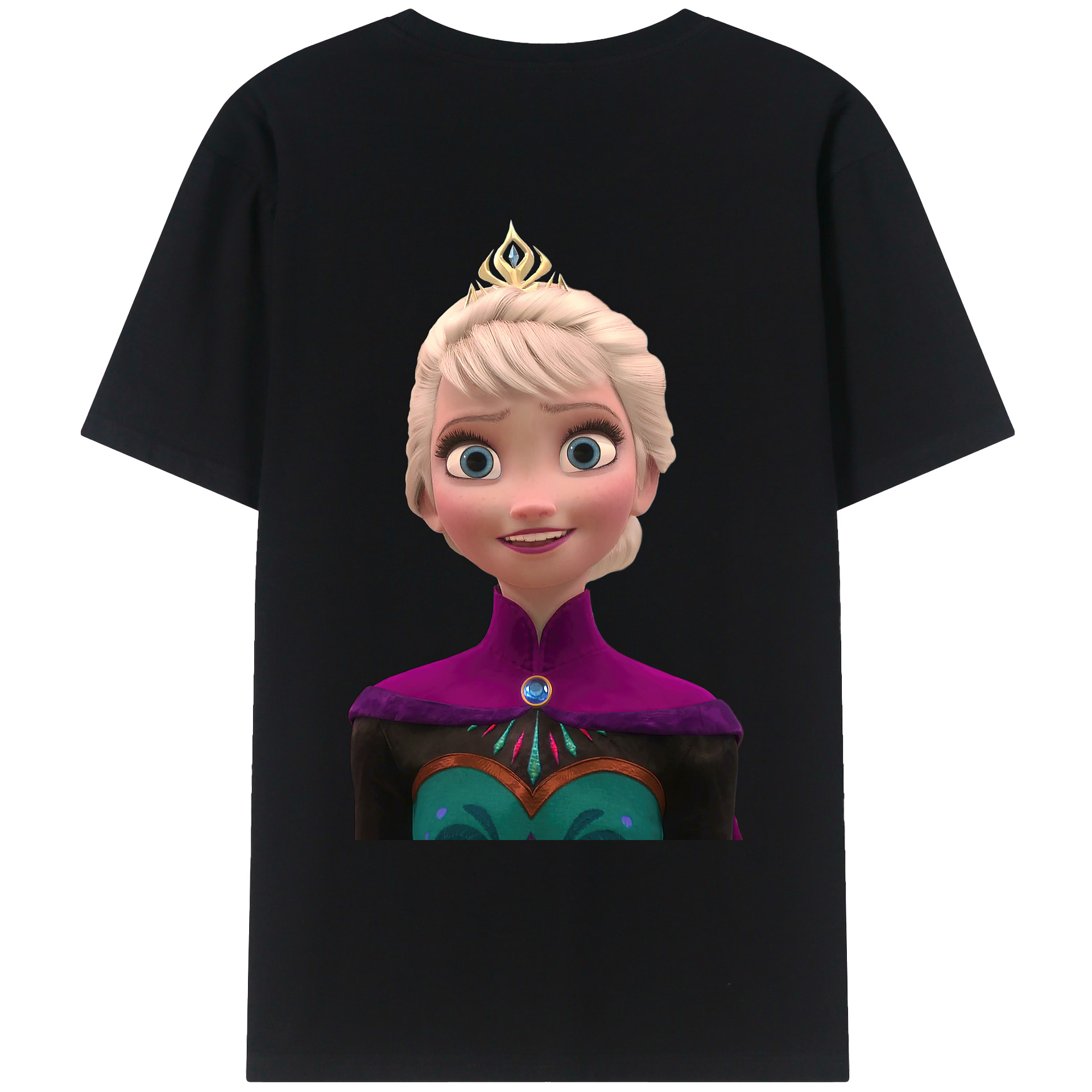 （画像用） アナと雪の女王 アンナ エルサ Frozen Anna Elsa 綿100％ メンズ半袖Tシャツ（バックプリント） 通気性