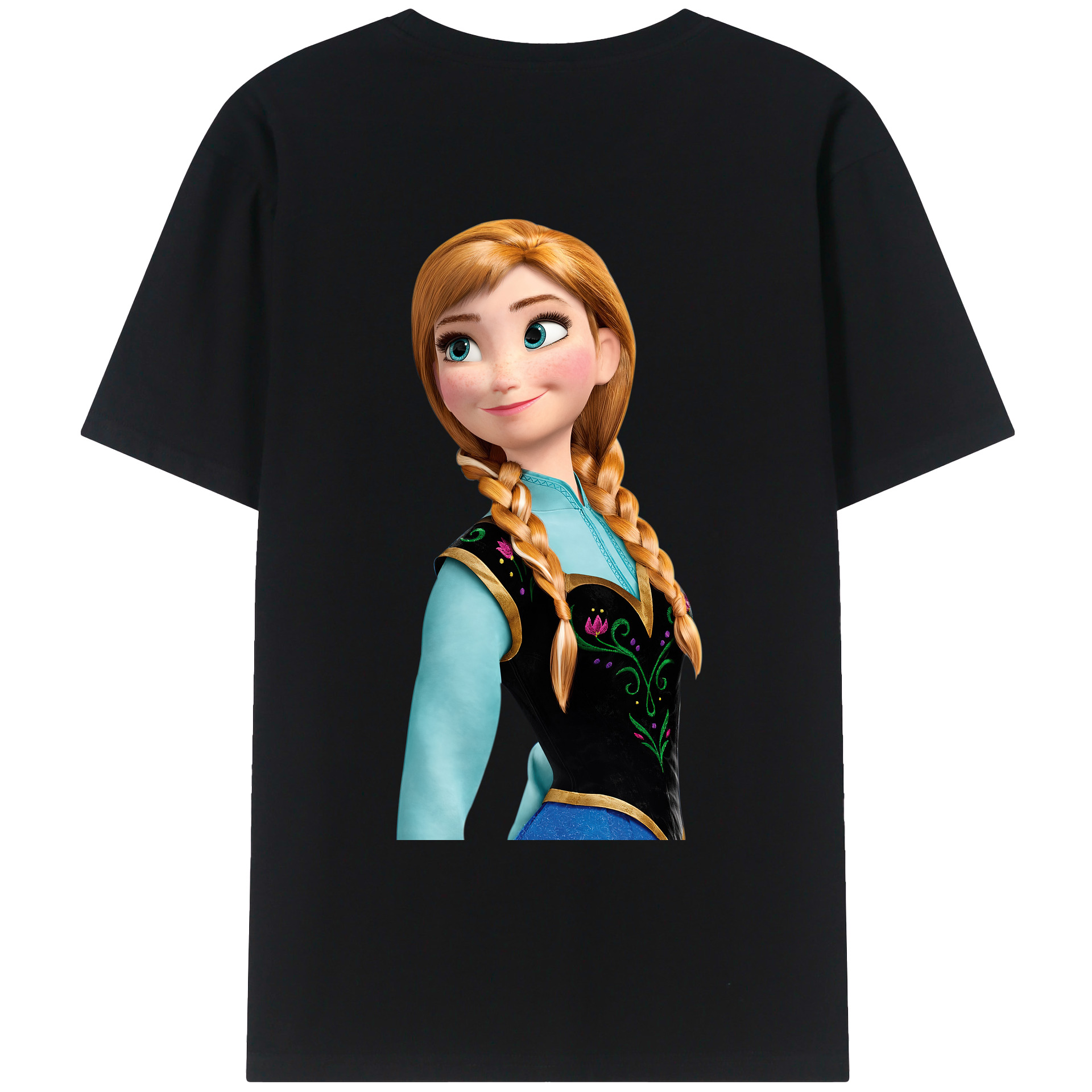 （画像用） アナと雪の女王 アンナ エルサ Frozen Anna Elsa 綿100％ メンズ半袖Tシャツ（バックプリント） 通気性