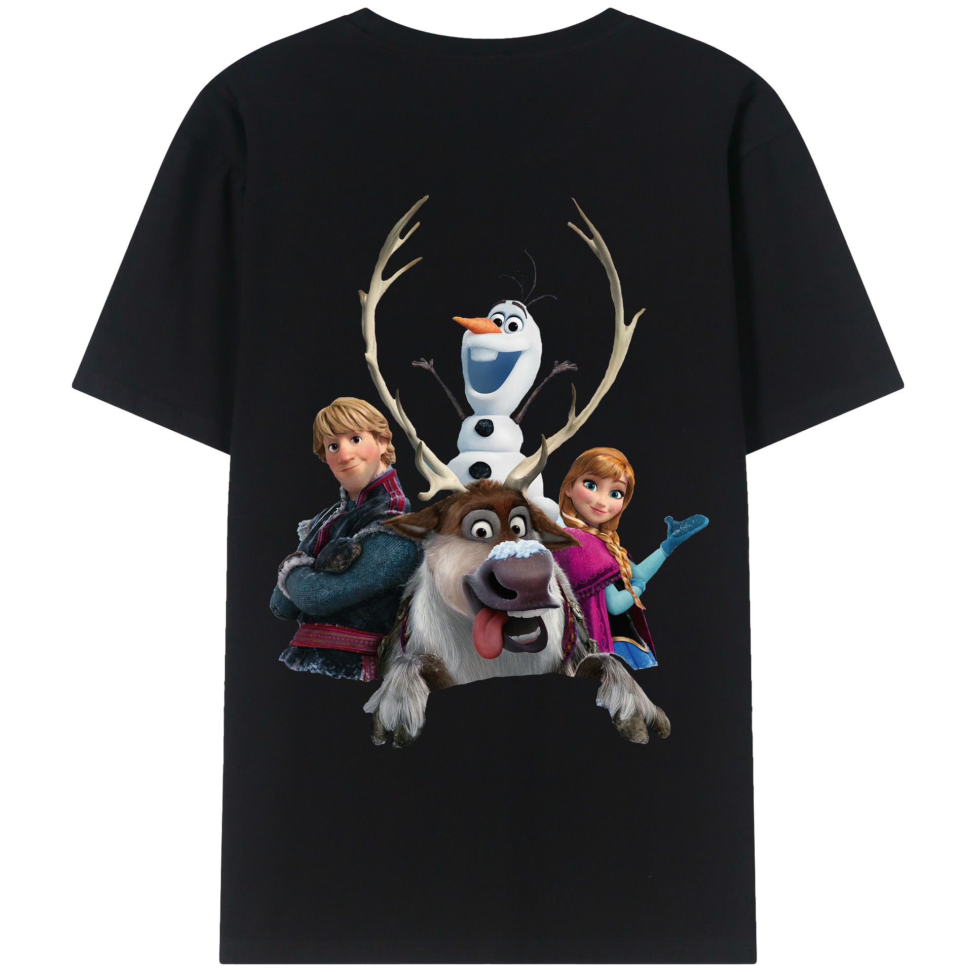 （画像用） アナと雪の女王 アンナ エルサ Frozen Anna Elsa 綿100％ メンズ半袖Tシャツ（バックプリント） 通気性