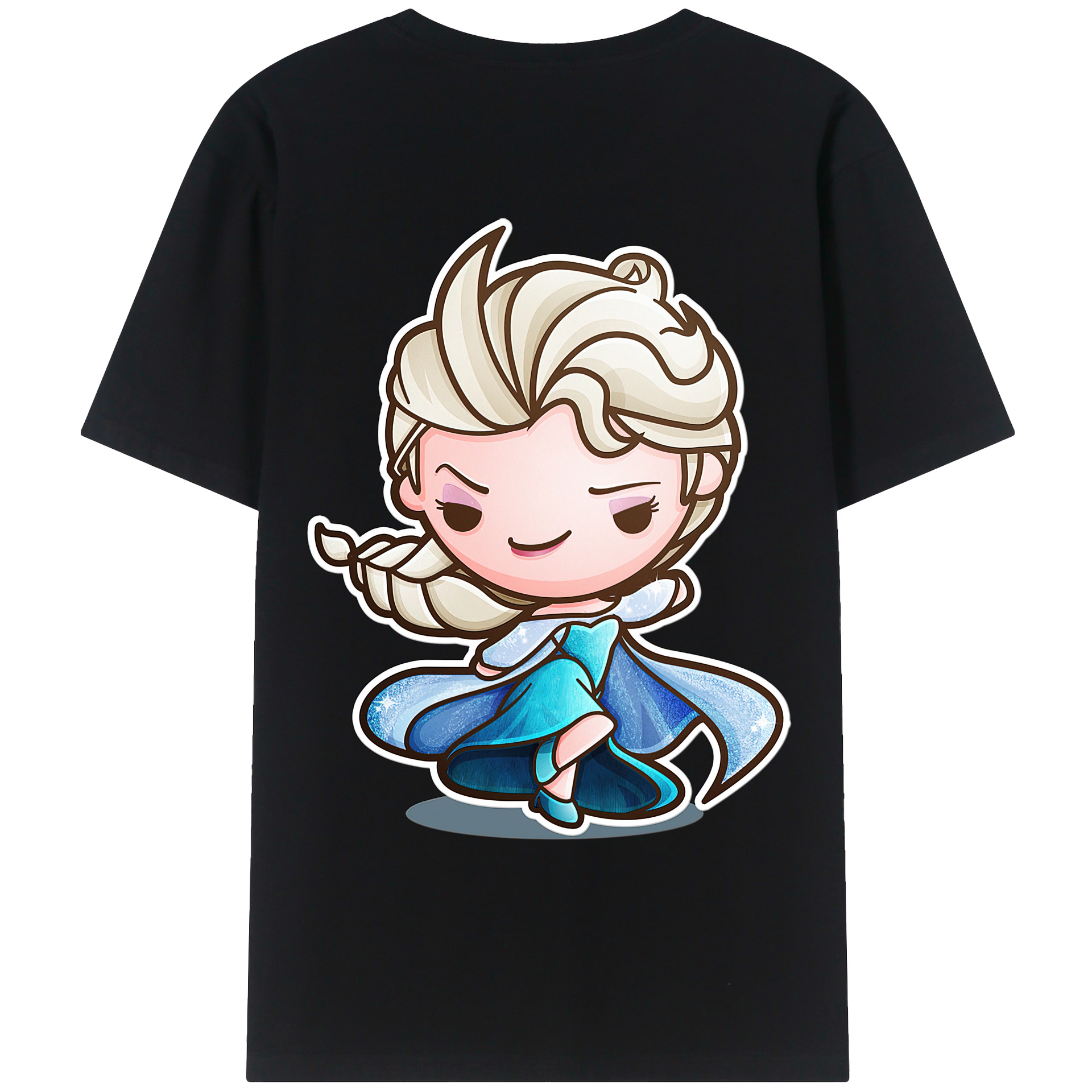 （画像用） アナと雪の女王 アンナ エルサ Frozen Anna Elsa 綿100％ メンズ半袖Tシャツ（バックプリント） 通気性