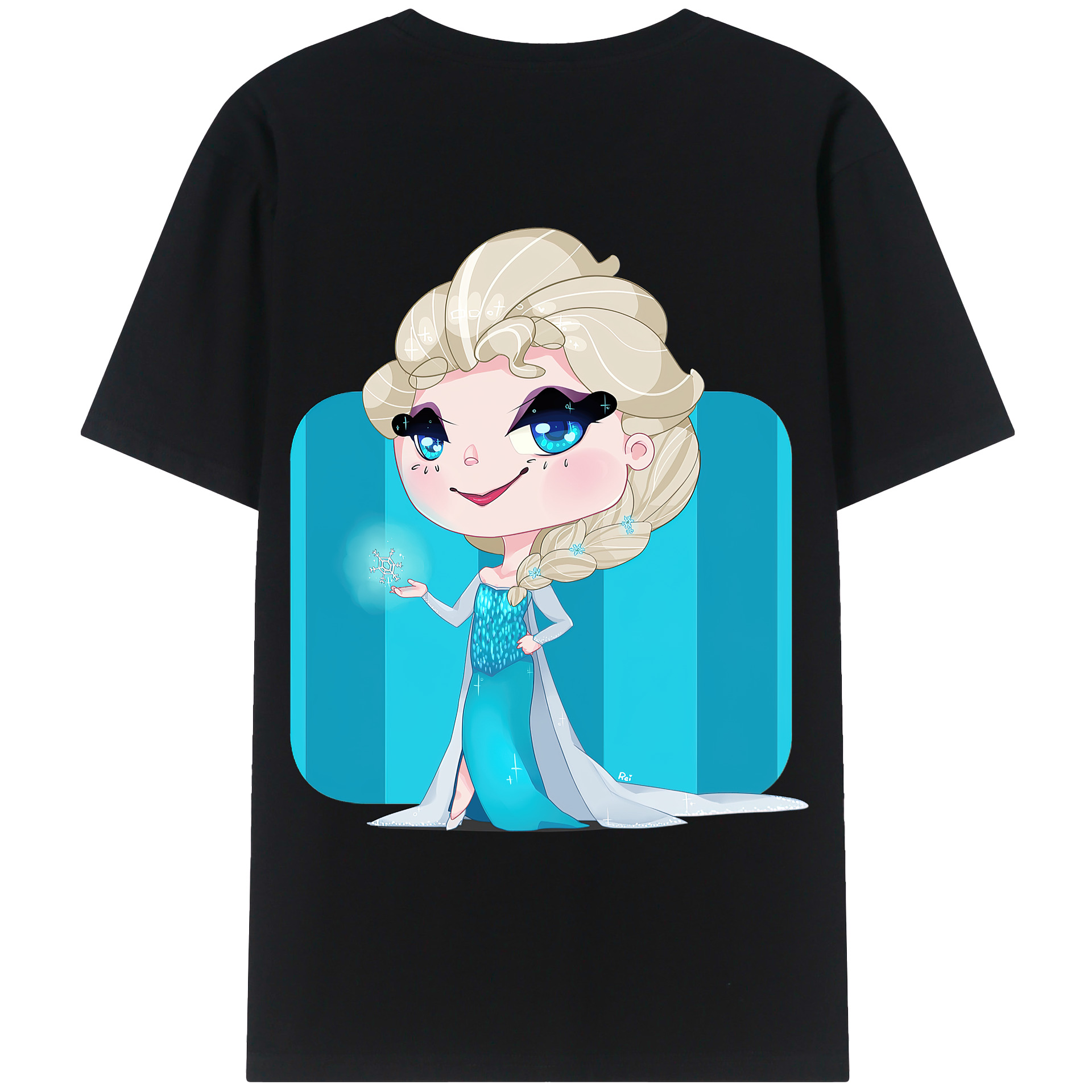 （画像用） アナと雪の女王 アンナ エルサ Frozen Anna Elsa 綿100％ メンズ半袖Tシャツ（バックプリント） 通気性