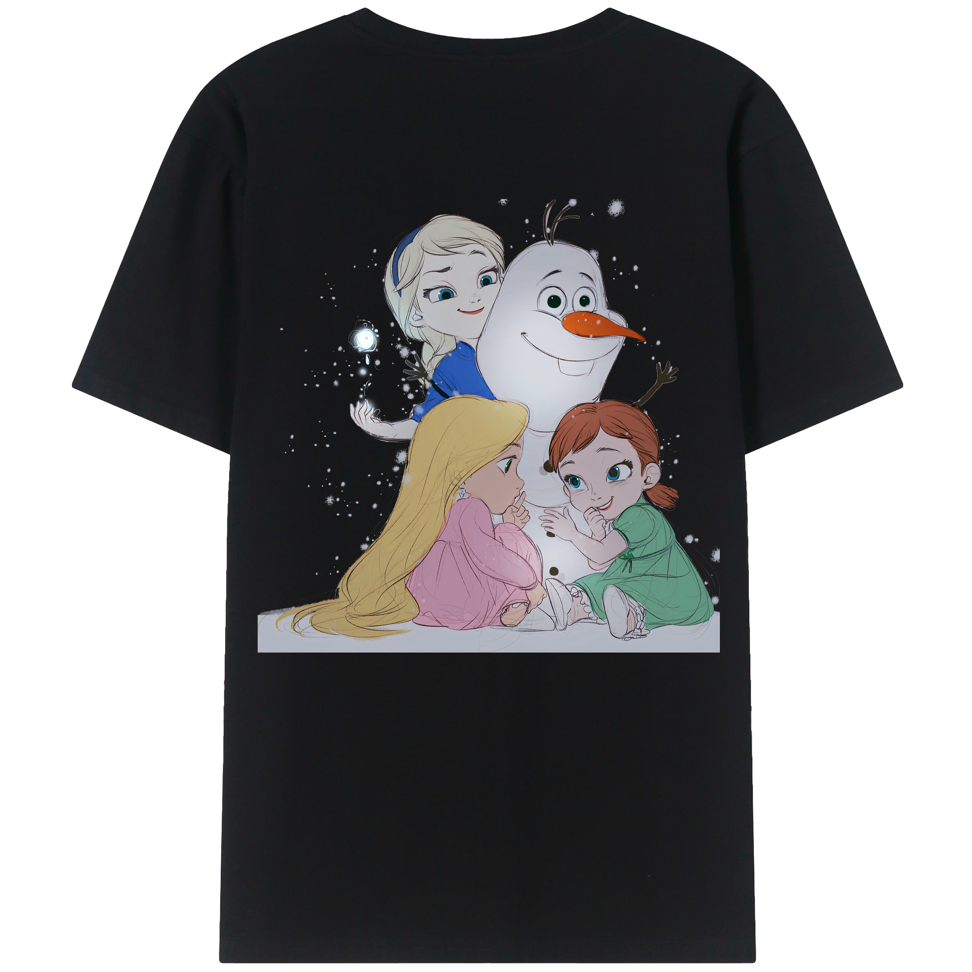 （画像用） アナと雪の女王 アンナ エルサ Frozen Anna Elsa 綿100％ メンズ半袖Tシャツ（バックプリント） 通気性