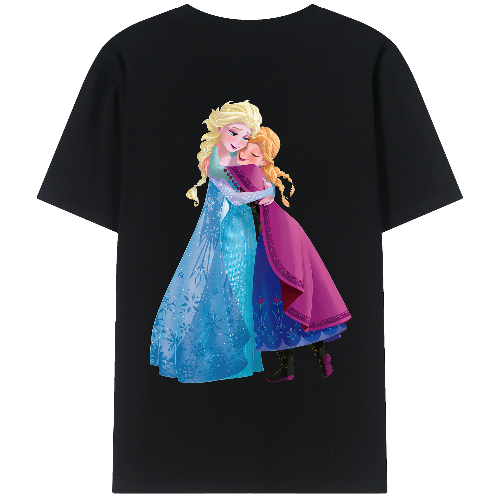 （画像用） アナと雪の女王 アンナ エルサ Frozen Anna Elsa 綿100％ メンズ半袖Tシャツ（バックプリント） 通気性