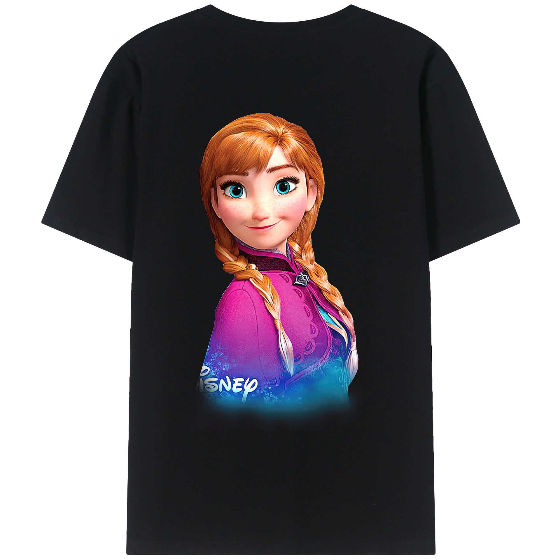 （画像用） アナと雪の女王 アンナ エルサ Frozen Anna Elsa 綿100％ メンズ半袖Tシャツ（バックプリント） 通気性