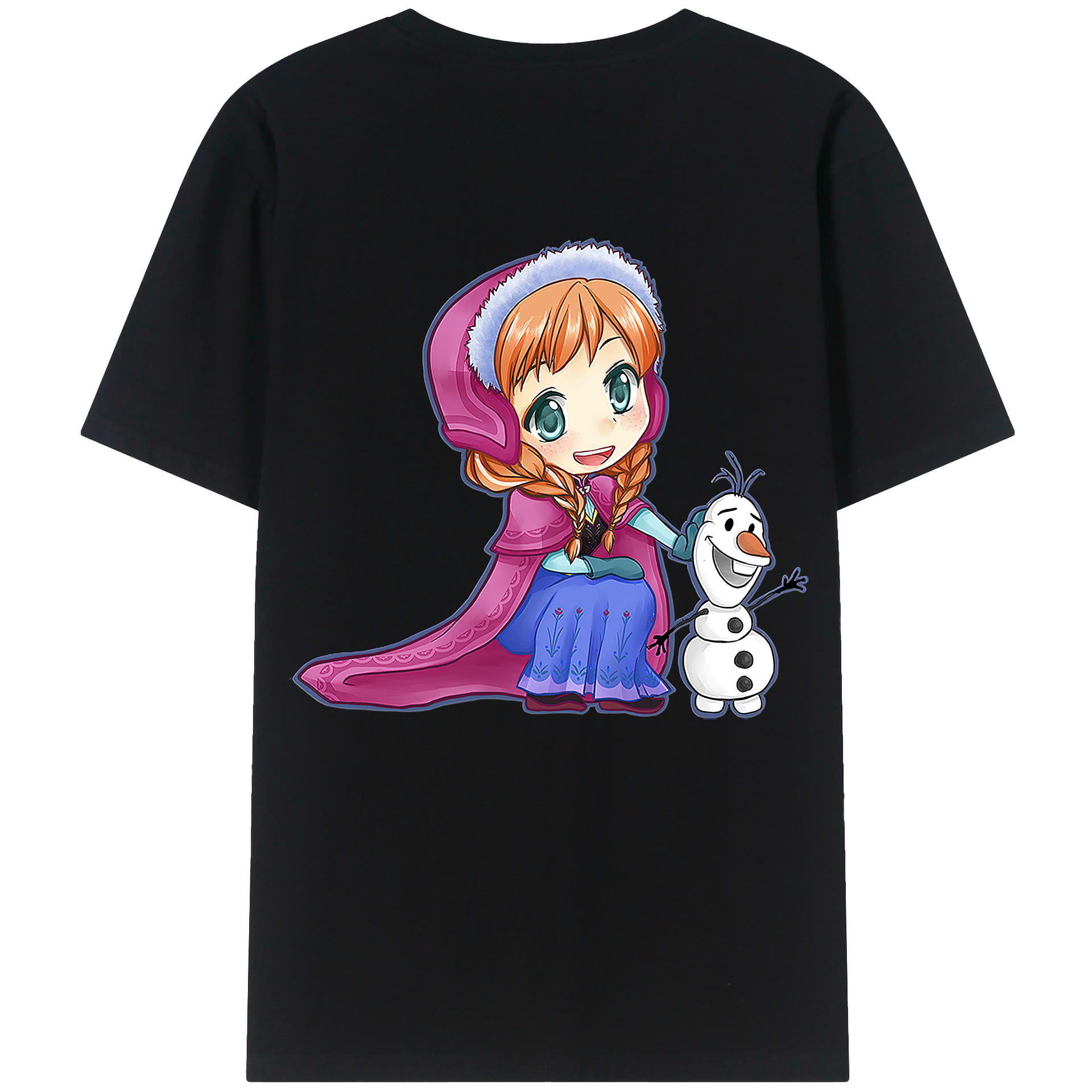 （画像用） アナと雪の女王 アンナ エルサ Frozen Anna Elsa 綿100％ メンズ半袖Tシャツ（バックプリント） 通気性