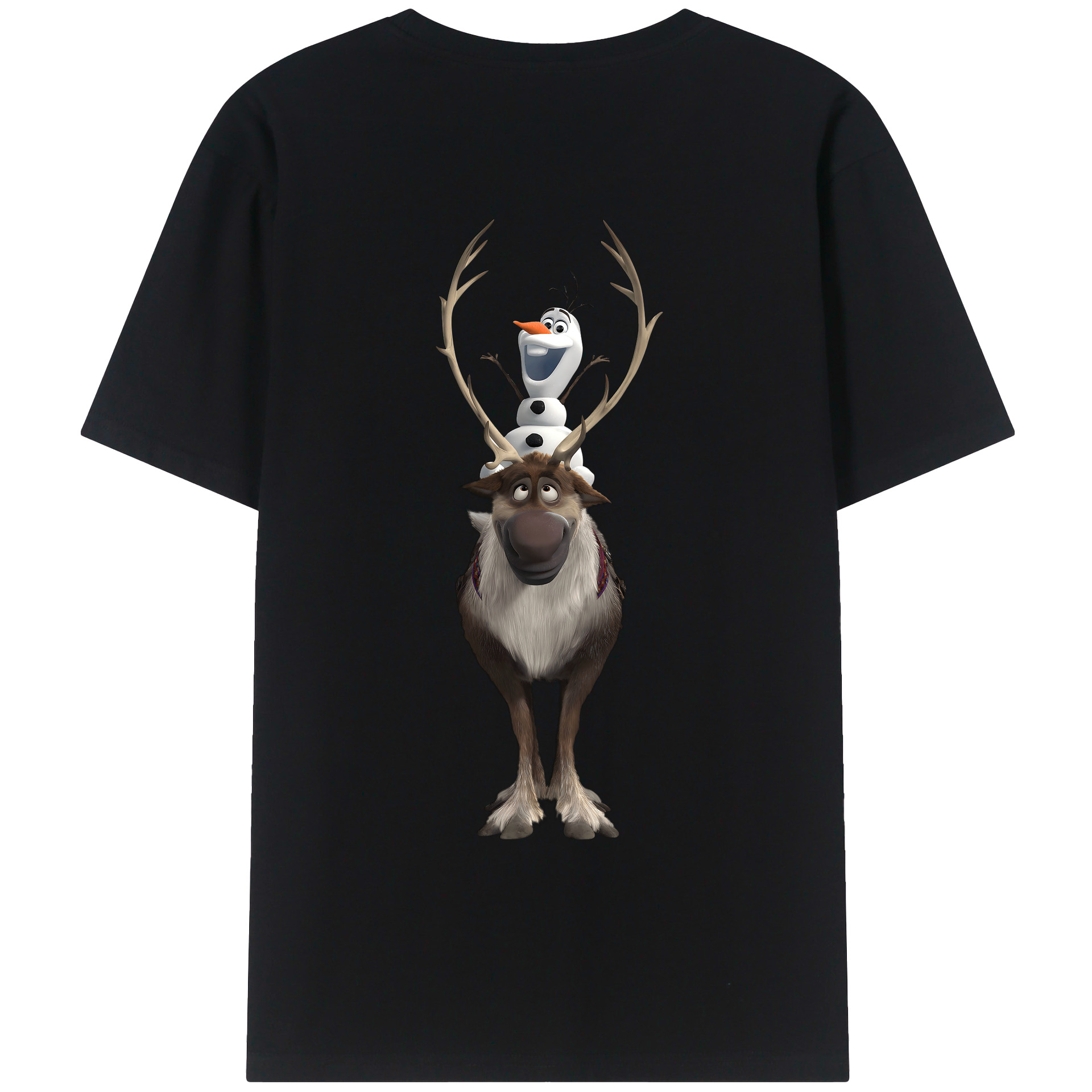 （画像用） アナと雪の女王 アンナ エルサ Frozen Anna Elsa 綿100％ メンズ半袖Tシャツ（バックプリント） 通気性