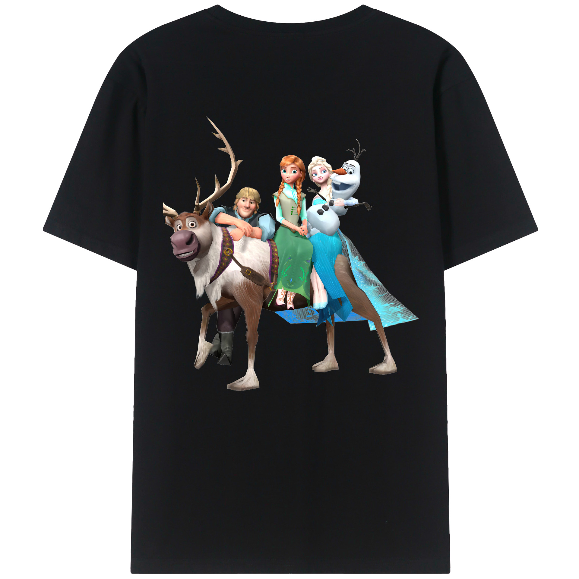 （画像用） アナと雪の女王 アンナ エルサ Frozen Anna Elsa 綿100％ メンズ半袖Tシャツ（バックプリント） 通気性