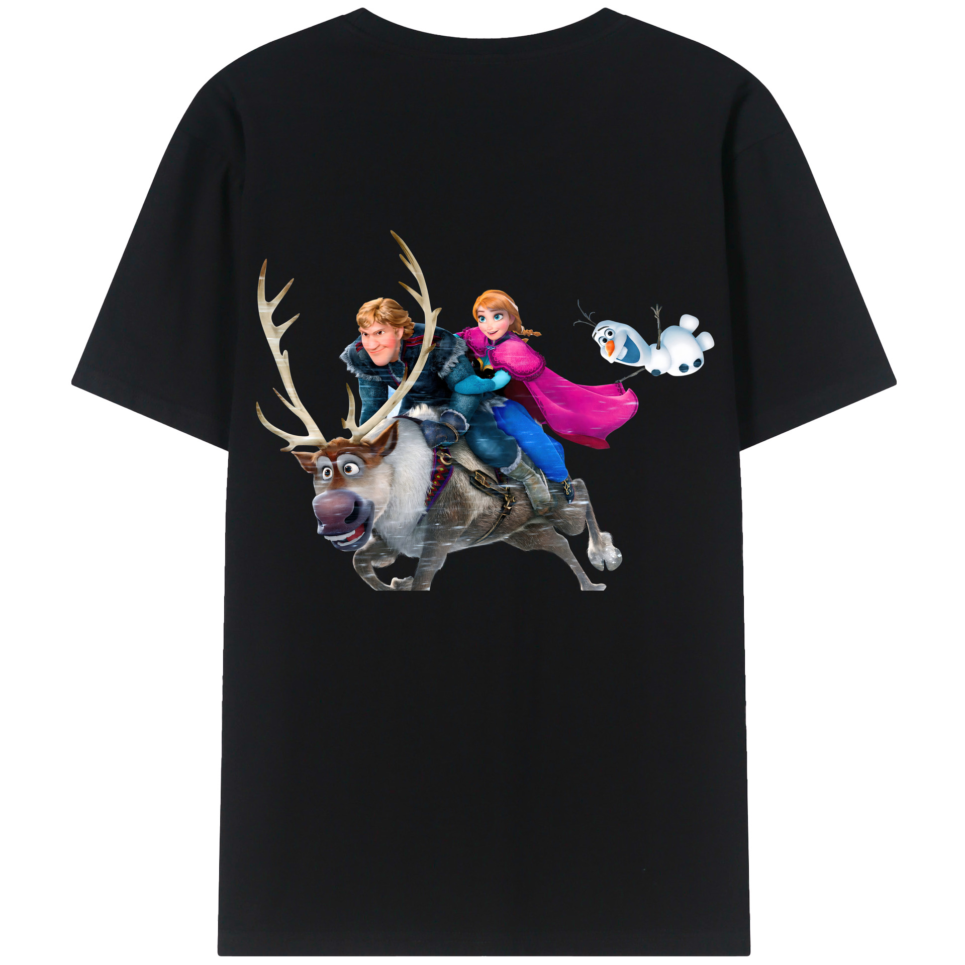 （画像用） アナと雪の女王 アンナ エルサ Frozen Anna Elsa 綿100％ メンズ半袖Tシャツ（バックプリント） 通気性