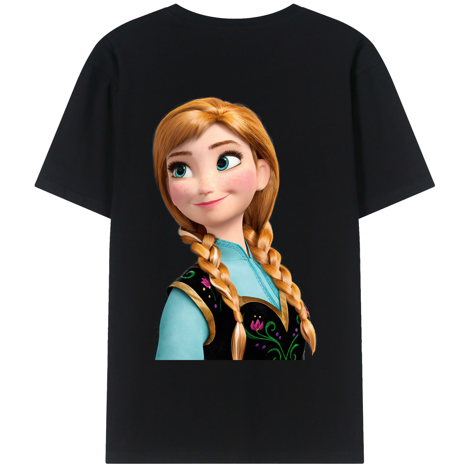 （画像用） アナと雪の女王 アンナ エルサ Frozen Anna Elsa 綿100％ メンズ半袖Tシャツ（バックプリント） 通気性