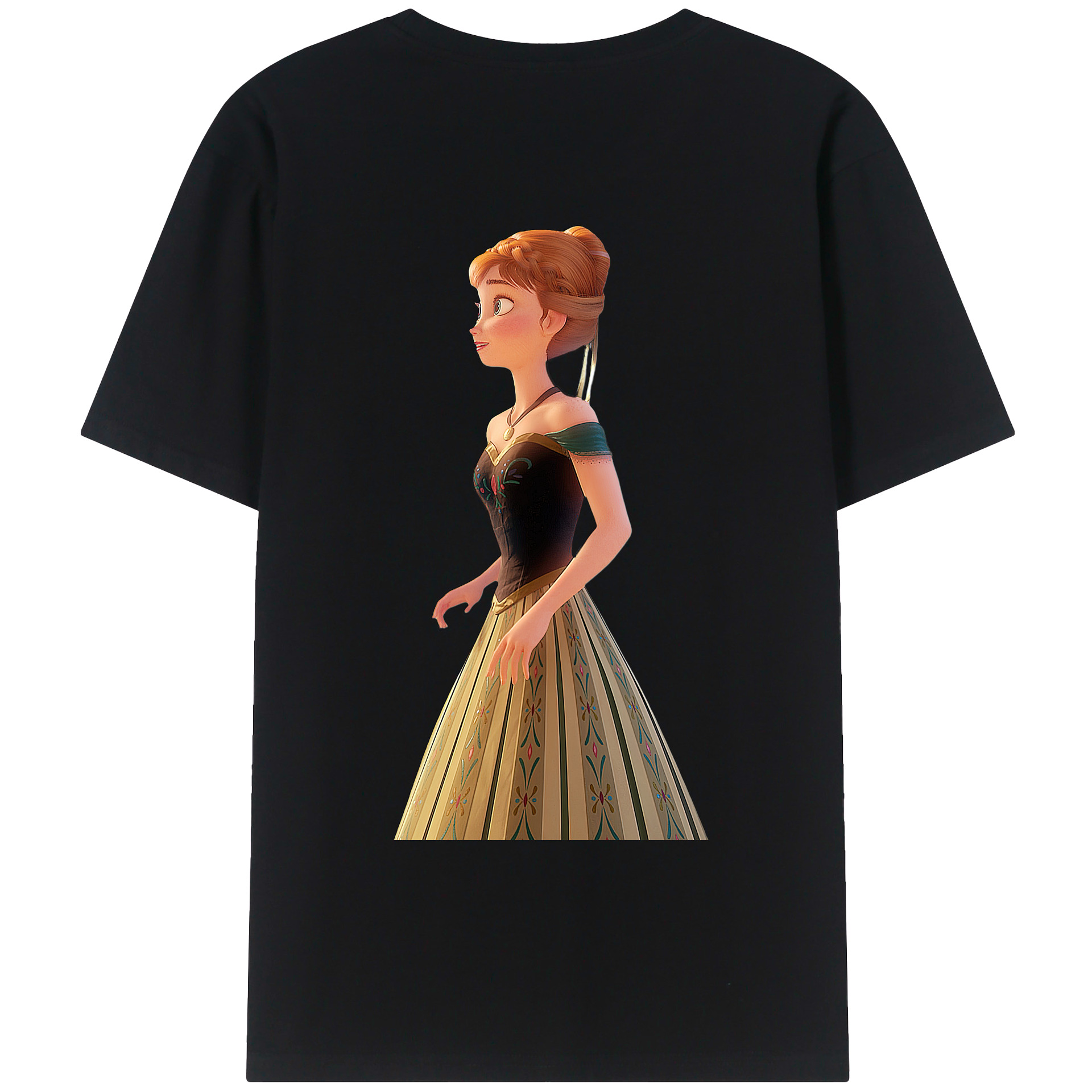 （画像用） アナと雪の女王 アンナ エルサ Frozen Anna Elsa 綿100％ メンズ半袖Tシャツ（バックプリント） 通気性