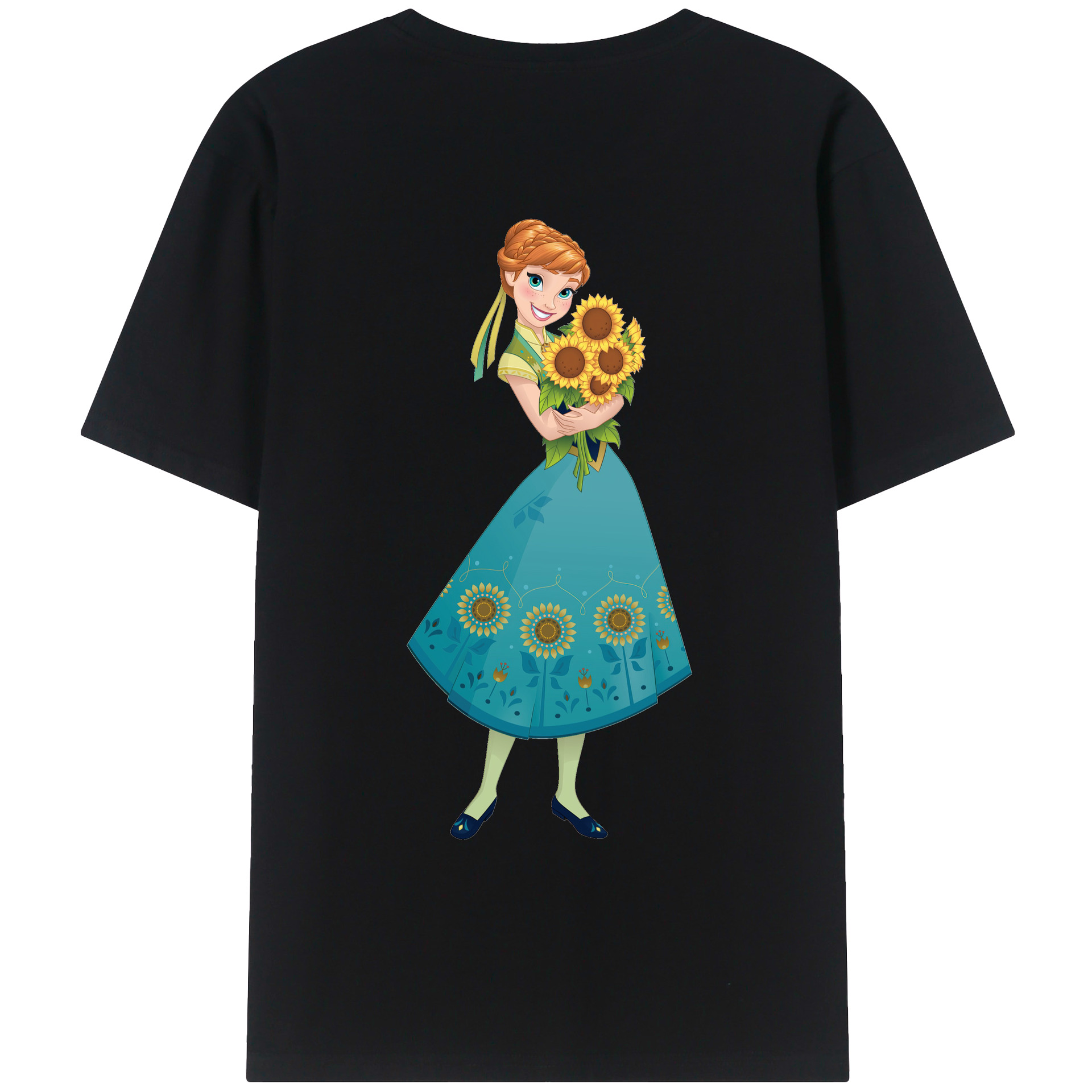 （画像用） アナと雪の女王 アンナ エルサ Frozen Anna Elsa 綿100％ メンズ半袖Tシャツ（バックプリント） 通気性