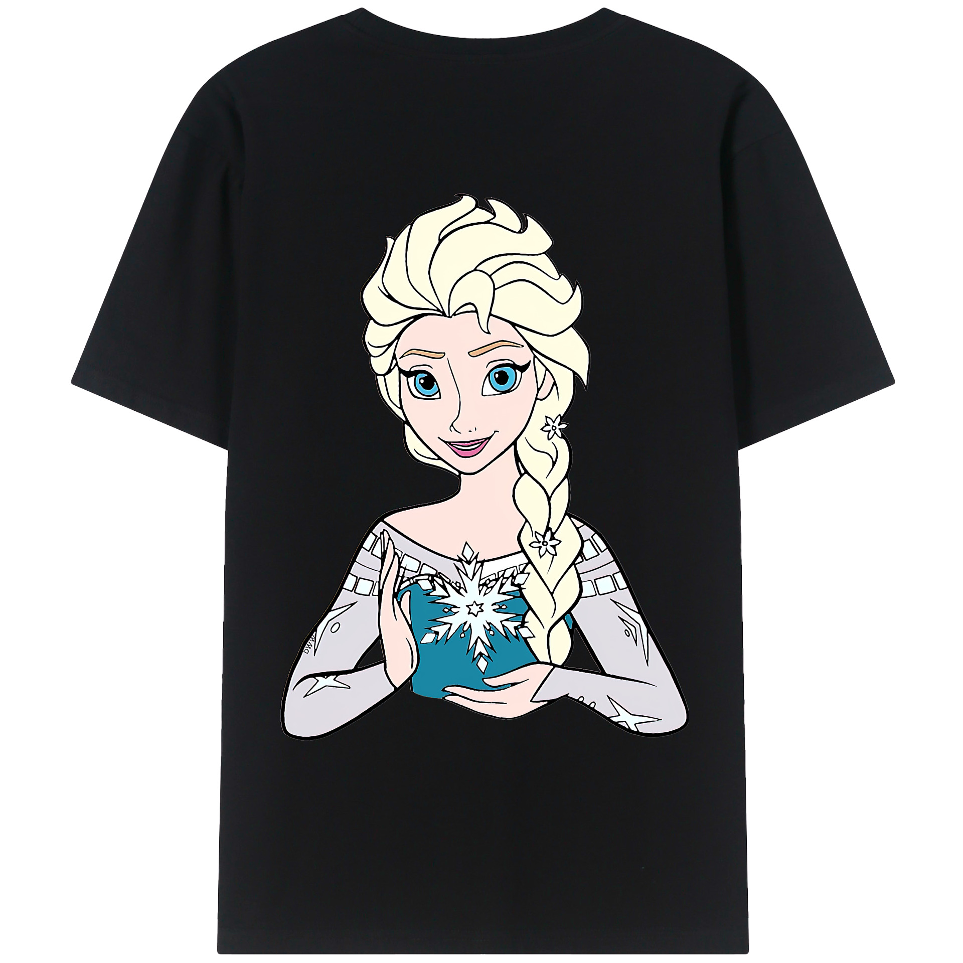 （画像用） アナと雪の女王 アンナ エルサ Frozen Anna Elsa 綿100％ メンズ半袖Tシャツ（バックプリント） 通気性