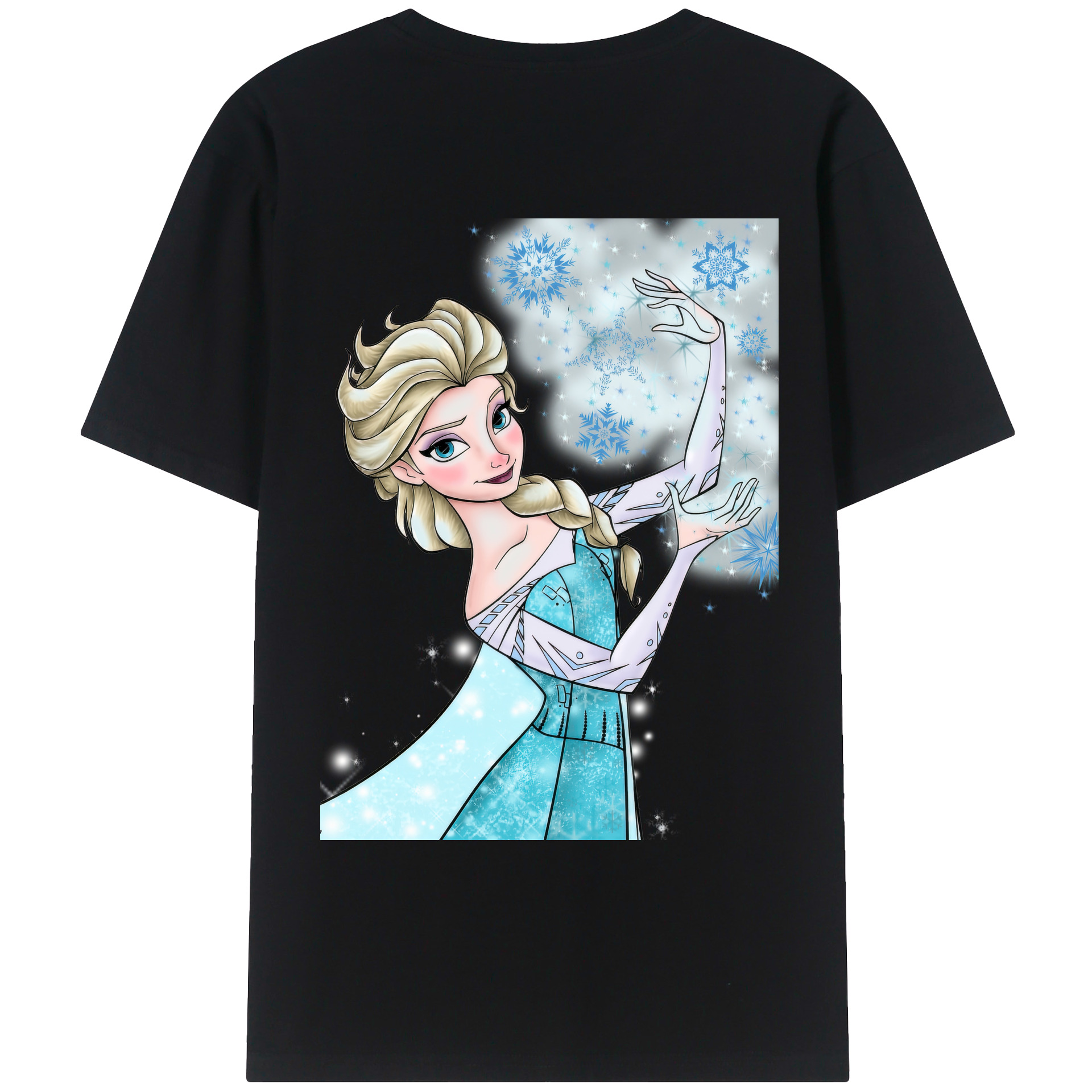 （画像用） アナと雪の女王 アンナ エルサ Frozen Anna Elsa 綿100％ メンズ半袖Tシャツ（バックプリント） 通気性