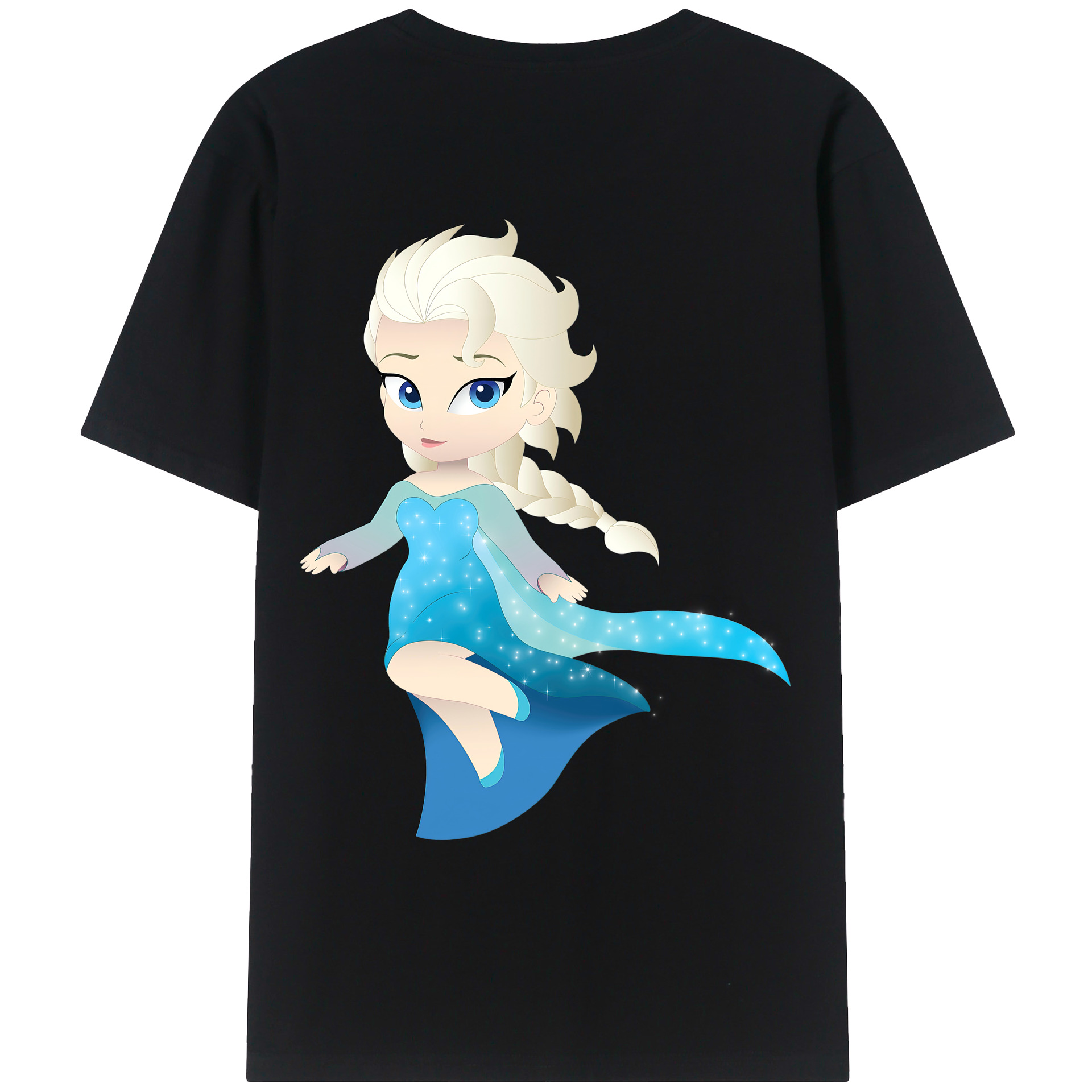 （画像用） アナと雪の女王 アンナ エルサ Frozen Anna Elsa 綿100％ メンズ半袖Tシャツ（バックプリント） 通気性