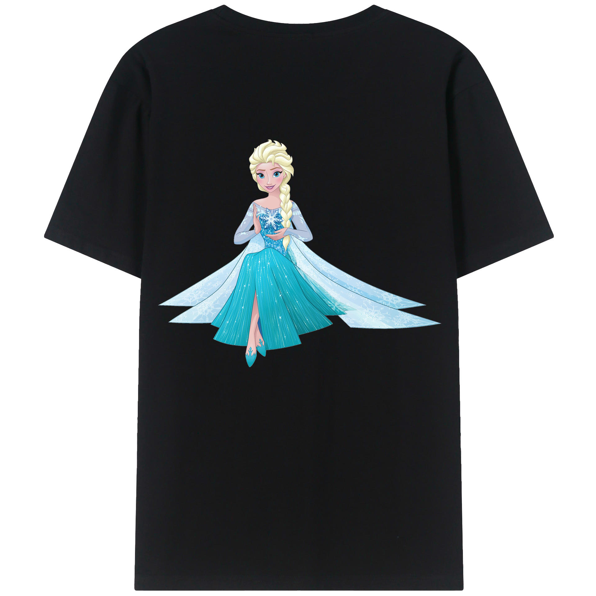 （画像用） アナと雪の女王 アンナ エルサ Frozen Anna Elsa 綿100％ メンズ半袖Tシャツ（バックプリント） 通気性